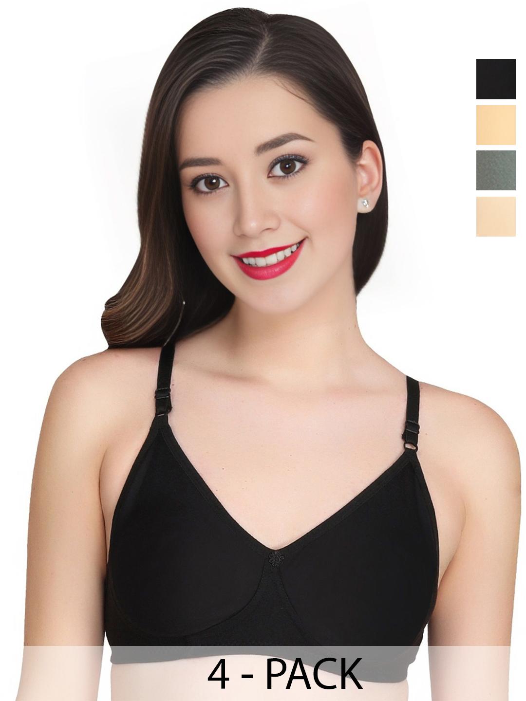 Buy Liigne Women Pack Of 4 Solid Full Coverage Bra - - Apparel for Women