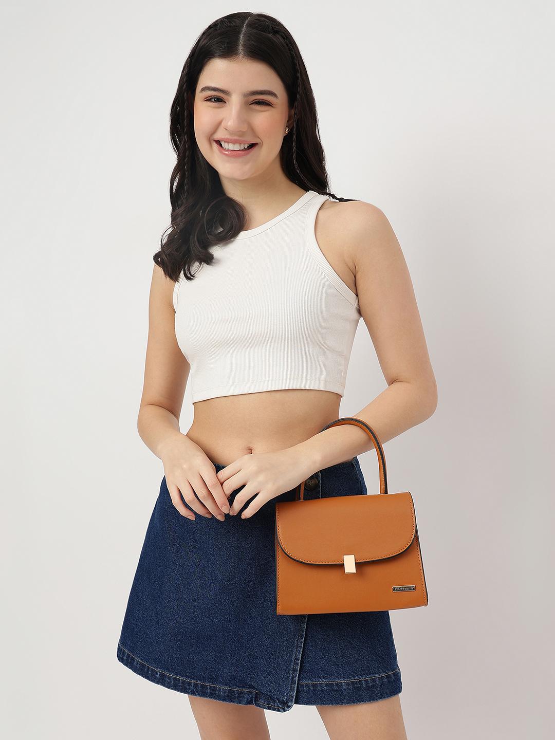 Buy Fastrack Women Solid Structured Handheld Bag With Detachable Sling Strap - - Accessories for Women