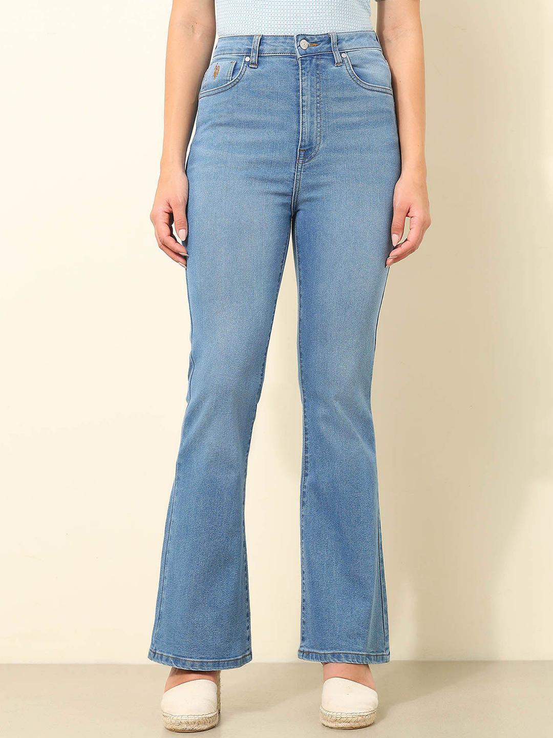 U.S. Polo Assn. Women Women Flared High-Rise Light Fade Stretchable Jeans
