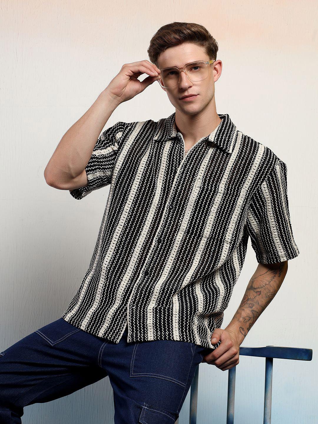 Stylecast X Kotty Men Relaxed Multi Stripes Striped Casual Shirt