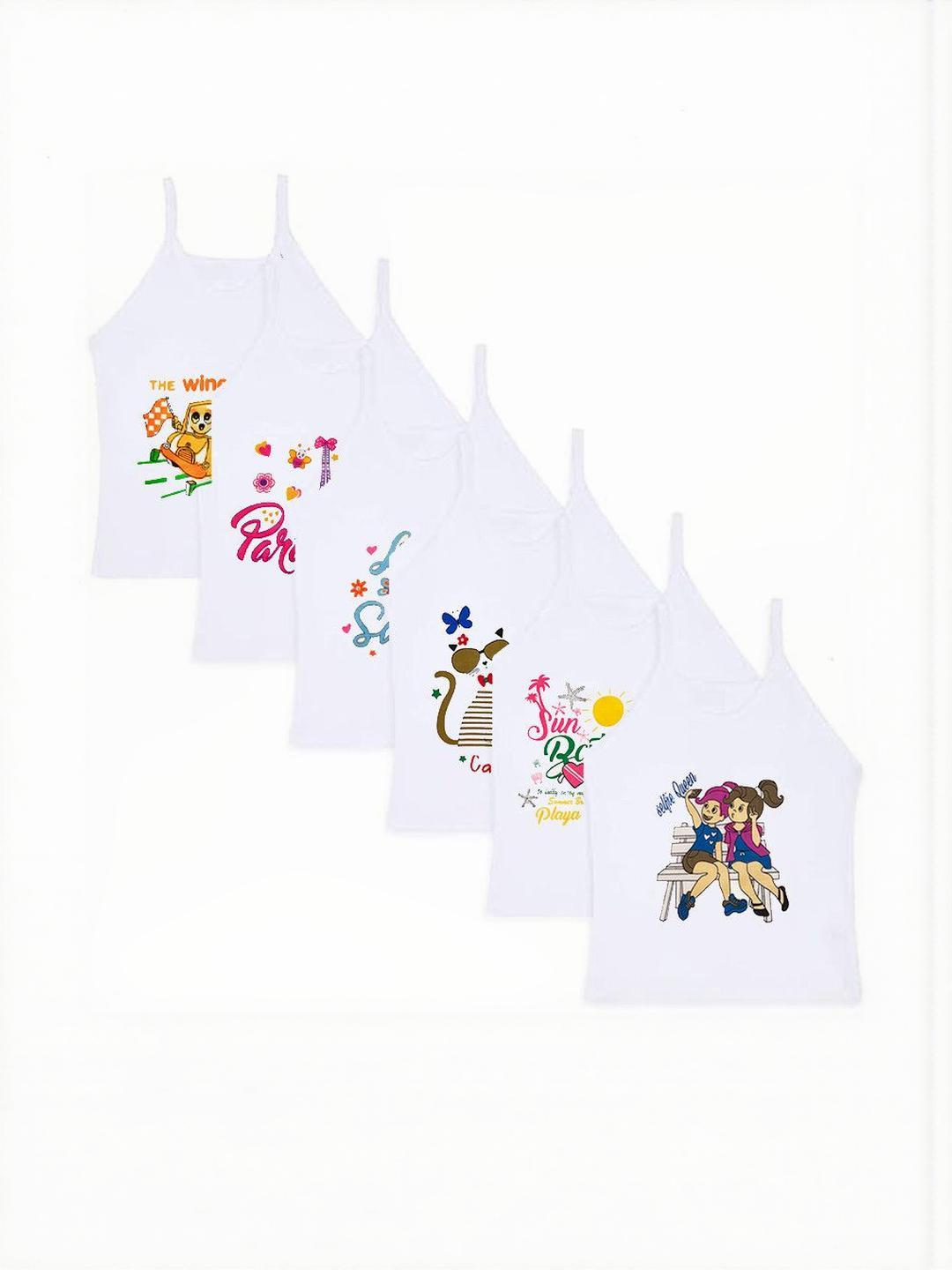 Buy BODYSHINE Pack Of 6 White Girls Cotton Vest -  - Apparel for Unisex Kids