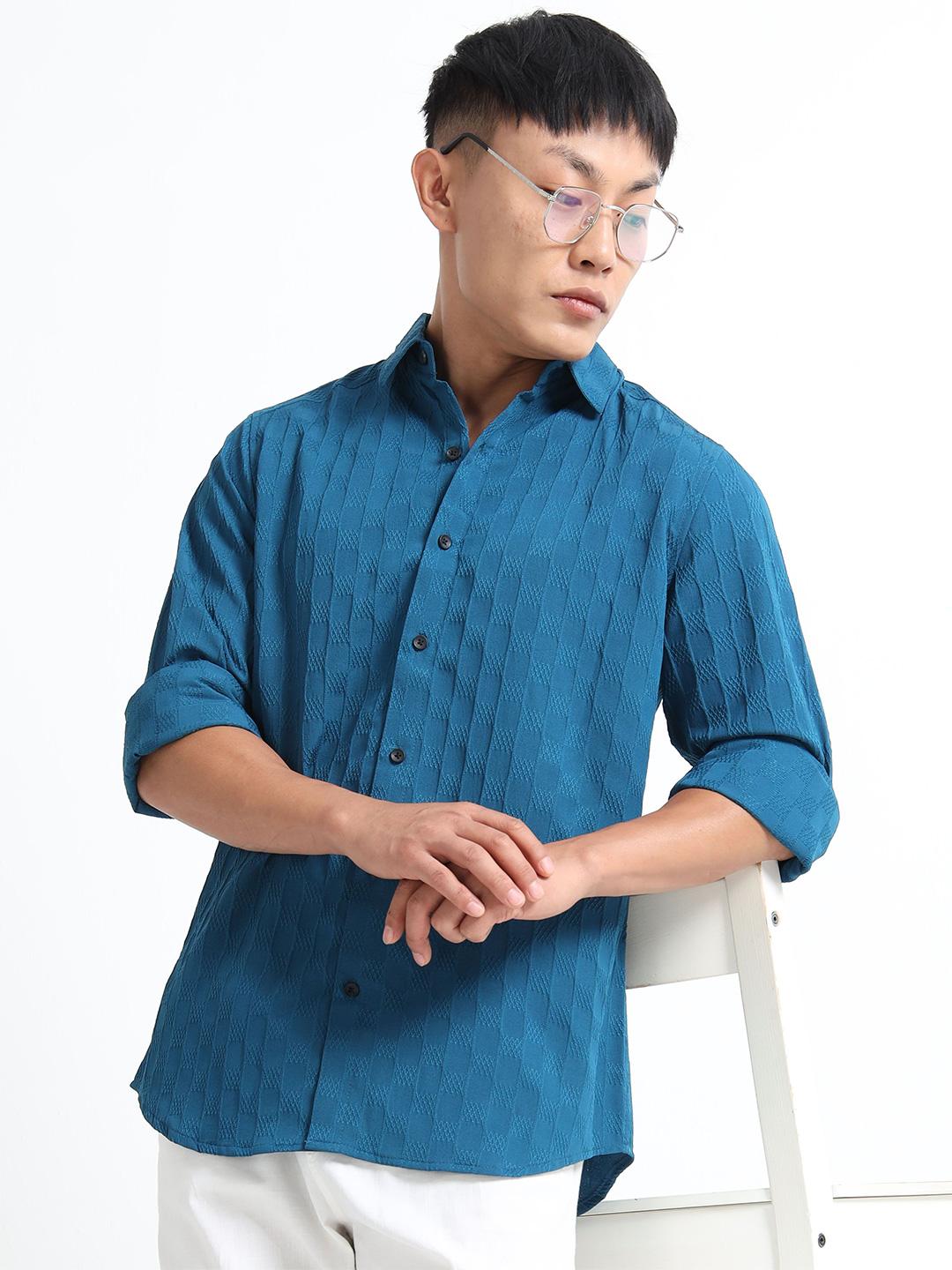 THE BEETEL HOUSE Self Design Casual Shirt