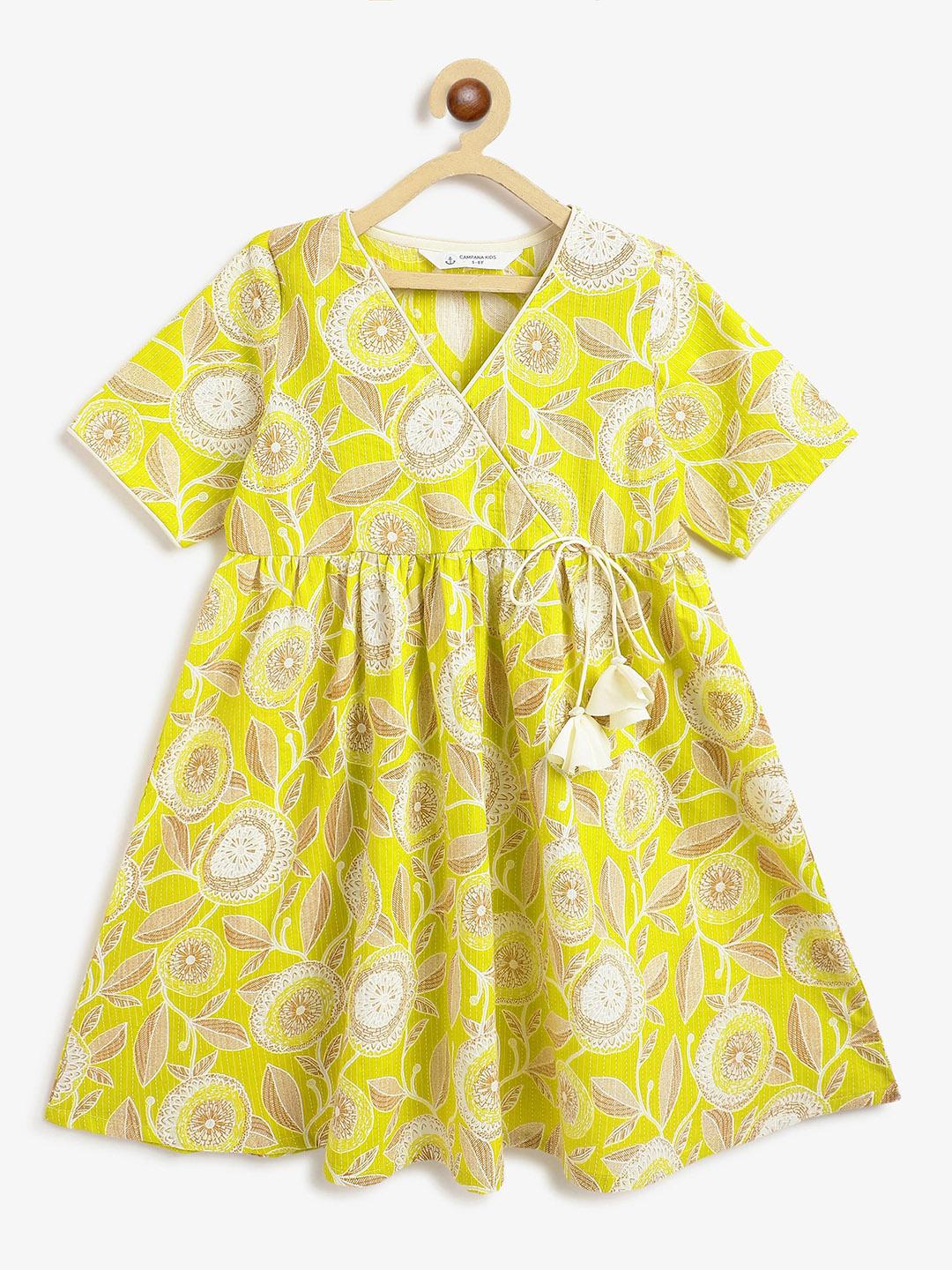 Campana Girls Madhuri Long Cotton Kurta - Blockprint - Maroon & Pink