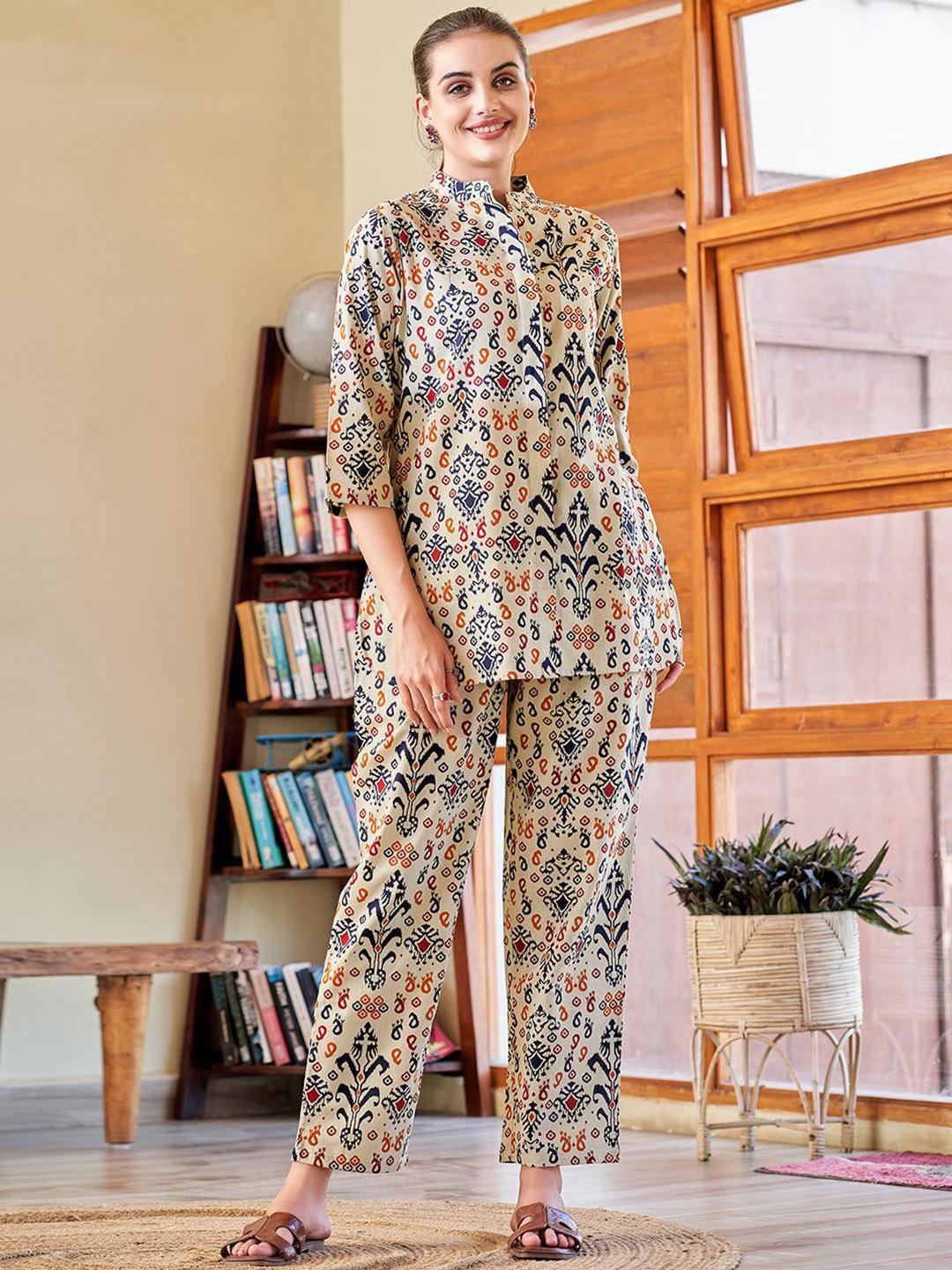 Buy TITTLI Printed Mandarin Collar Neck Shirt With Trousers Co Ords -  - Apparel for Women