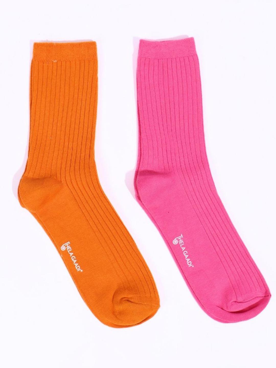 Buy Thela Gaadi Pack Of 2 Ribbed Calf Length Socks - - Accessories for Unisex
