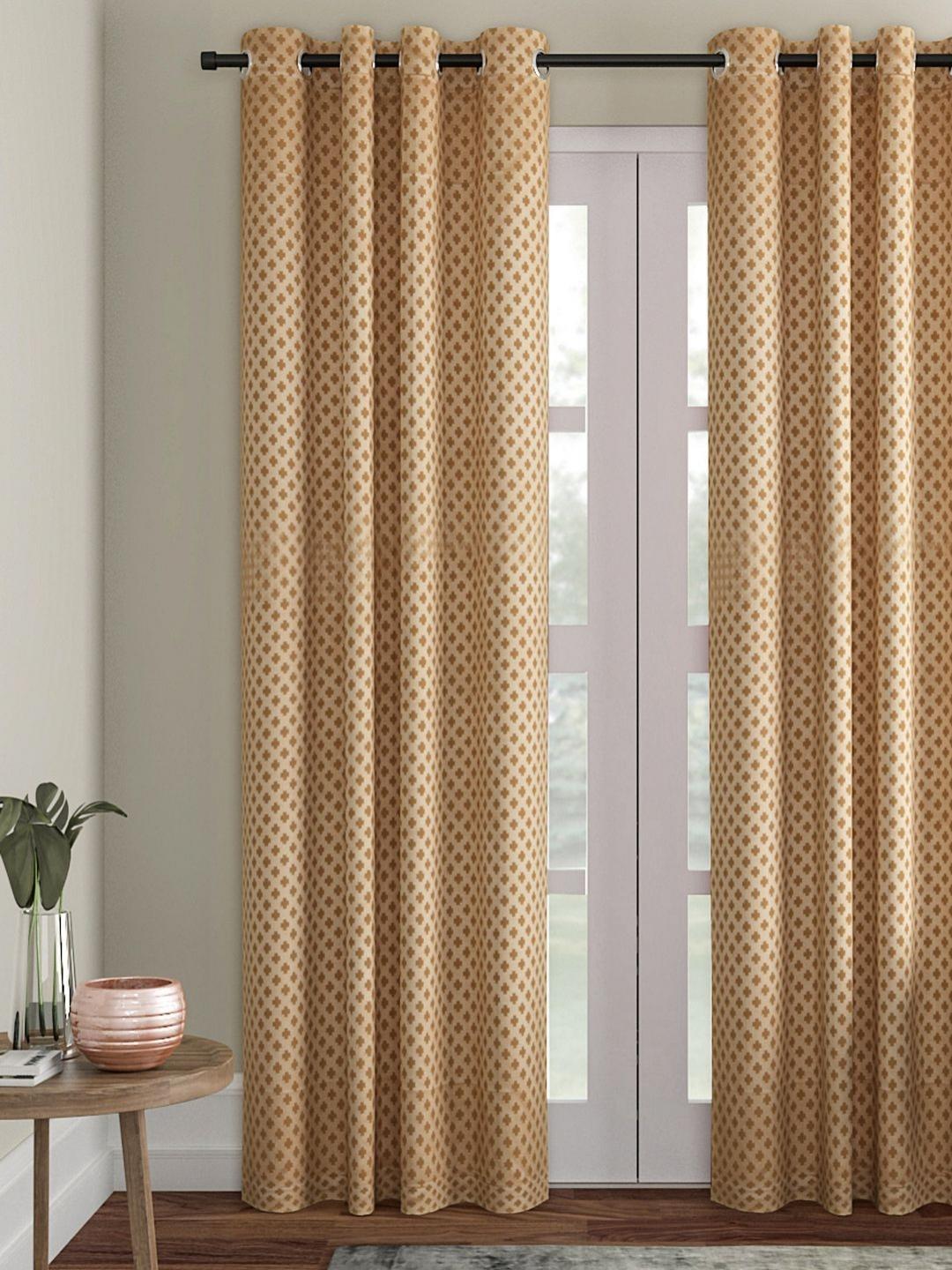 Buy Aura Brown Room Darkening Door Curtain - Curtains And Sheers for ...
