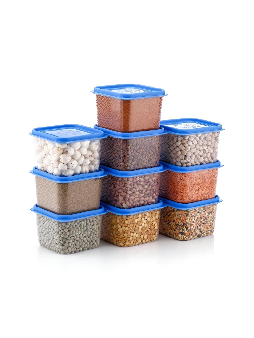Buy Aura Set Of 6 Blue Airtight Plastic Kitchen Storage Containers 450 ...