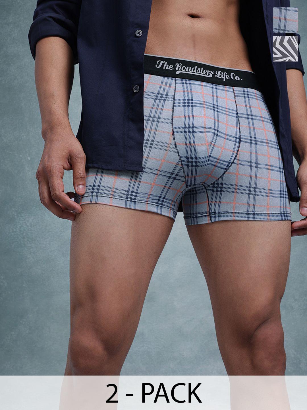 Buy The Roadster Lifestyle Co Pack Of 2 Printed Mid Rise Trunks PACK OF 2 PV Print RO3 RO4 S - - Apparel for Men