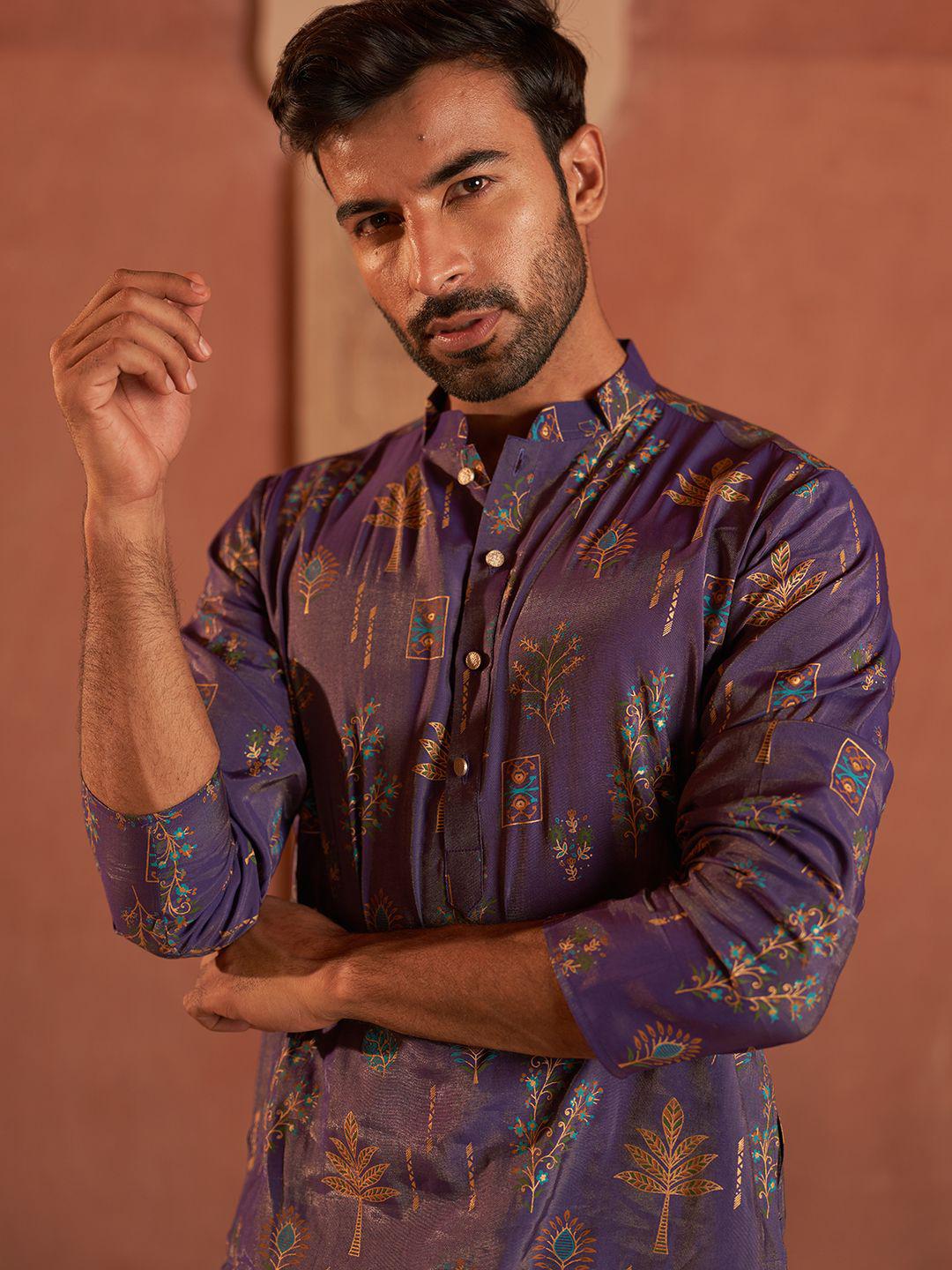 Floral Embroidered Straight Kurtas For Men