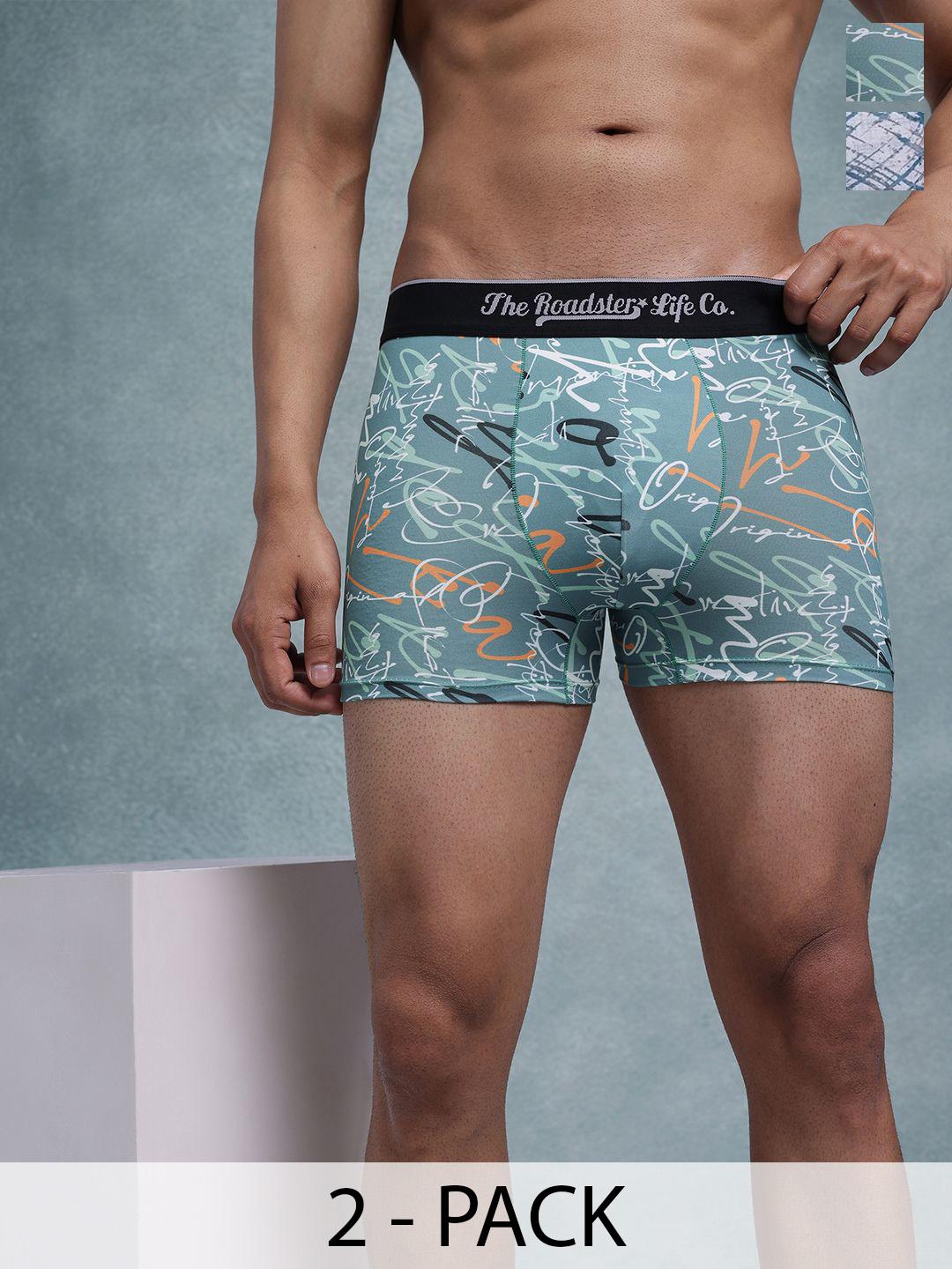 Buy The Roadster Lifestyle Co Pack Of 2 Printed Trunks PACK OF 2 PV Print RO14 RO21 S -  - Apparel for Men