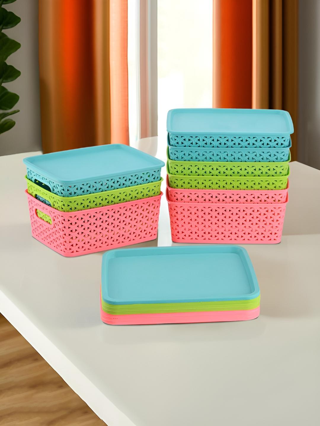 Buy Aura Multicolor 9 Pcs Stackable Plastic Multi Purpose Storage Box ...