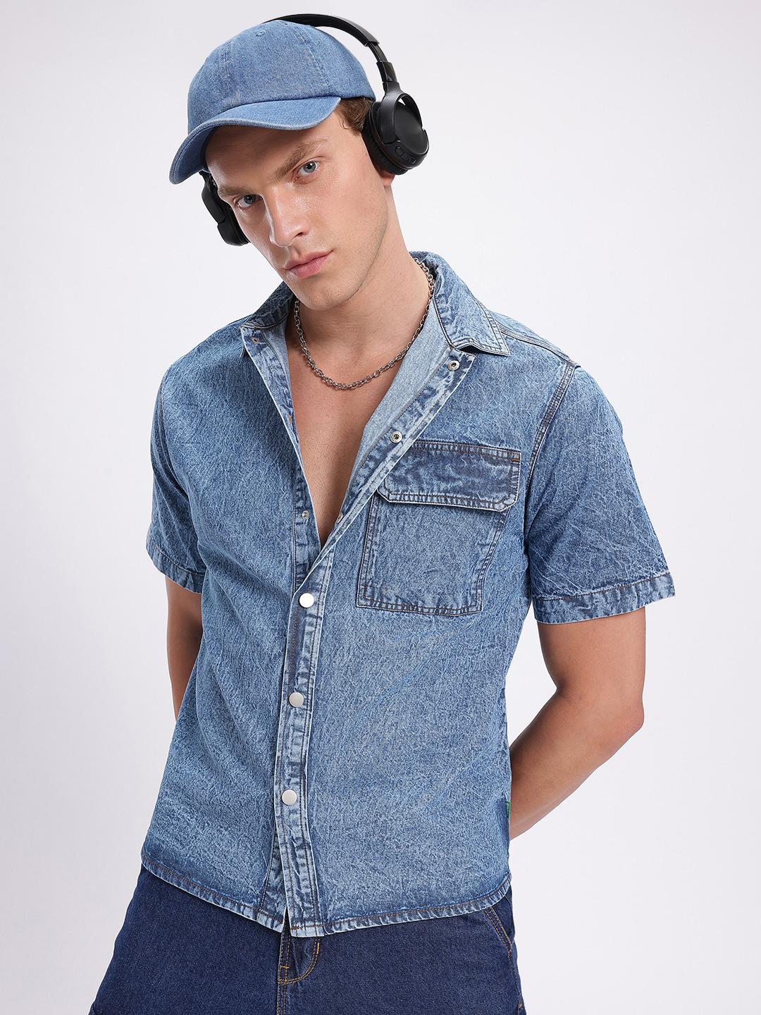glitchez Regular Fit Denim Shirt
