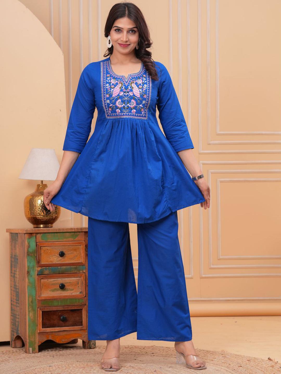Buy SINGNI Embroidered Pure Cotton Top With Palazzos Co Ords -  - Apparel for Women