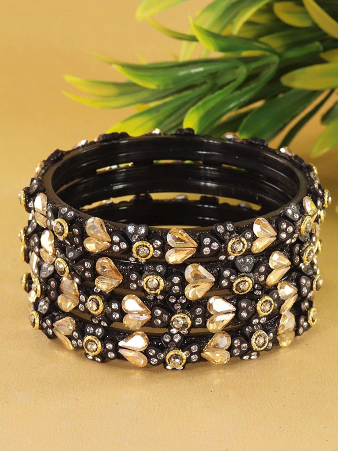 Buy ZULKA Set Of 4 Zircon Gemstones & Kundan Beads Bangles - - Accessories for Women