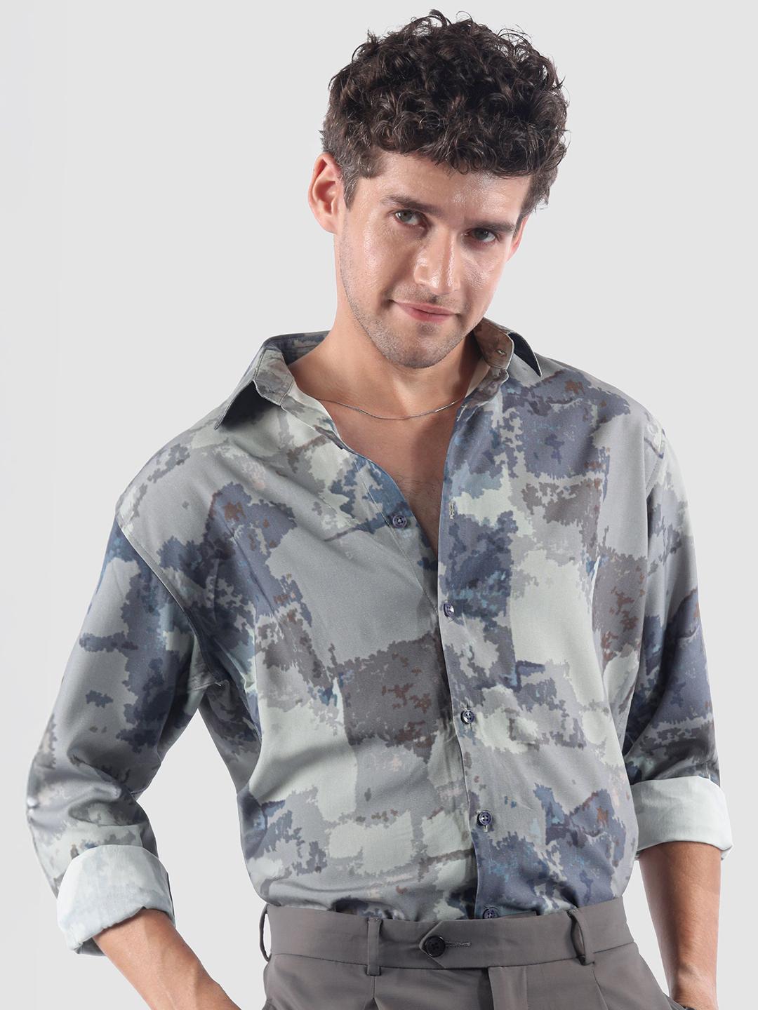 Beyoung Men Club Abstract Printed Regular Fit Casual Shirt