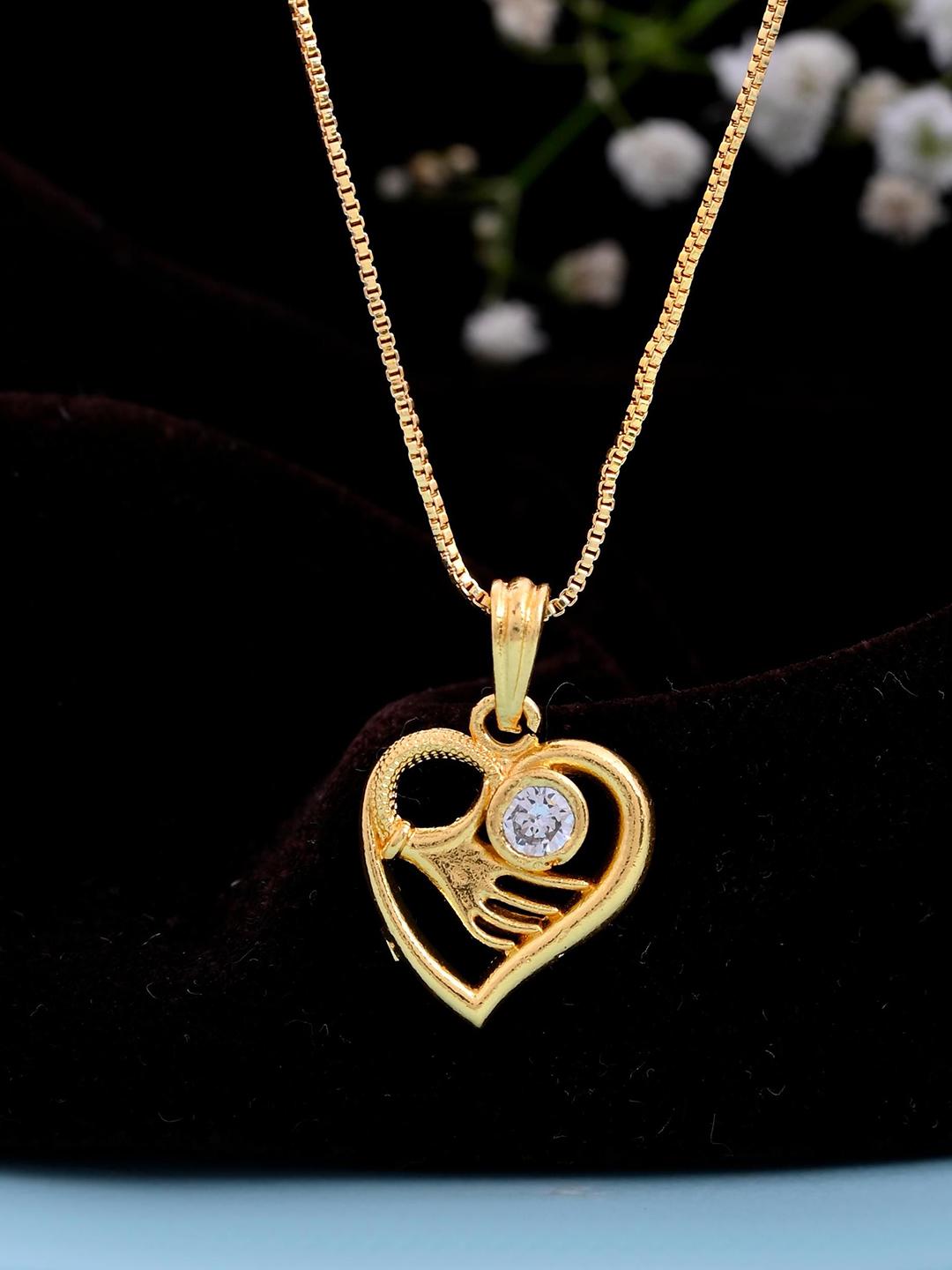 Buy DIVASTRI Women Gold Plated Heart Shaped Pendants With Chains -  - Accessories for Women