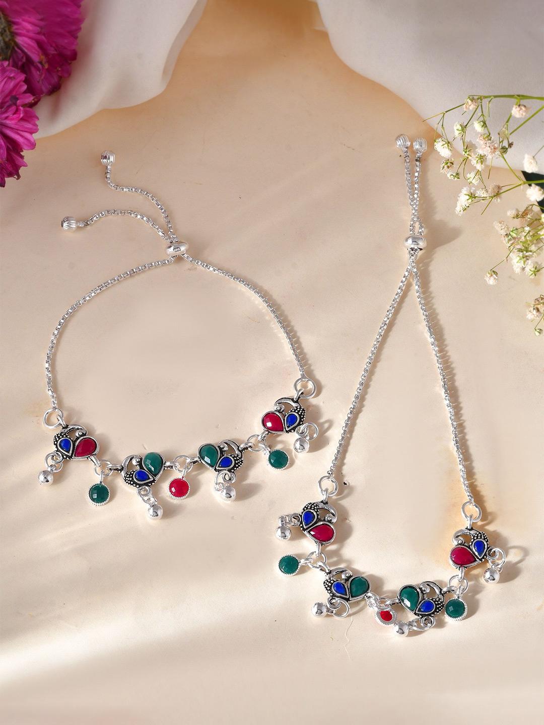 Buy DIVASTRI Silver Plated Artificial Beads Anklet - - Accessories for Women