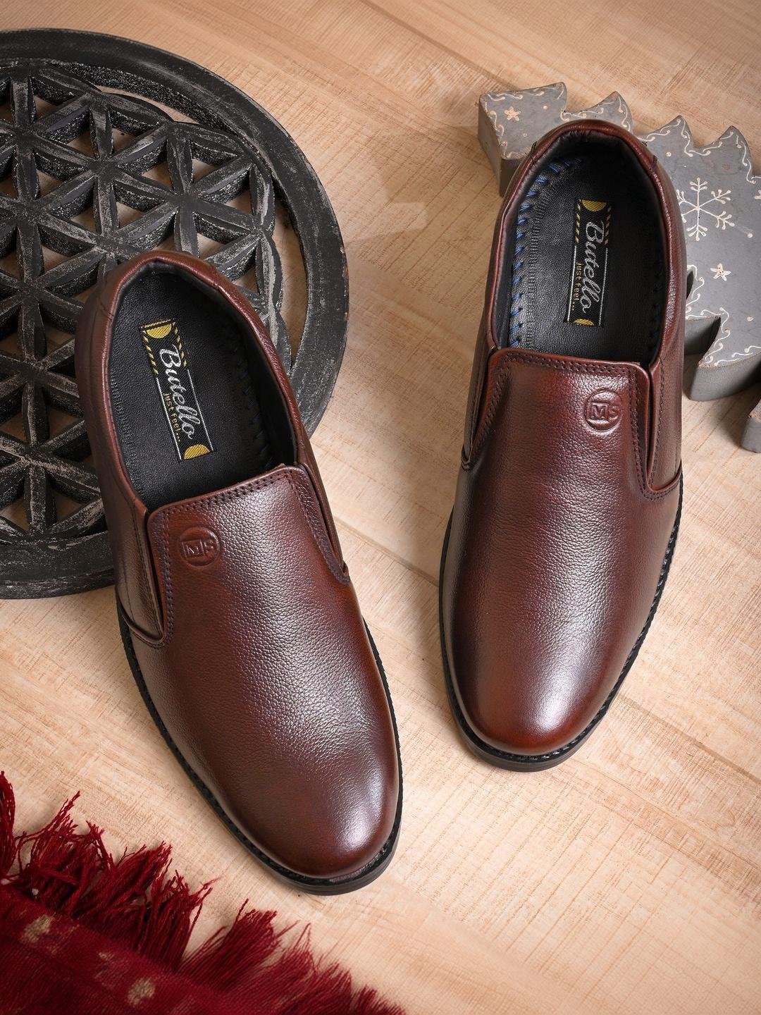 Buy Butello Men Textured Leather Formal Slip On Shoes - Formal Shoes ...
