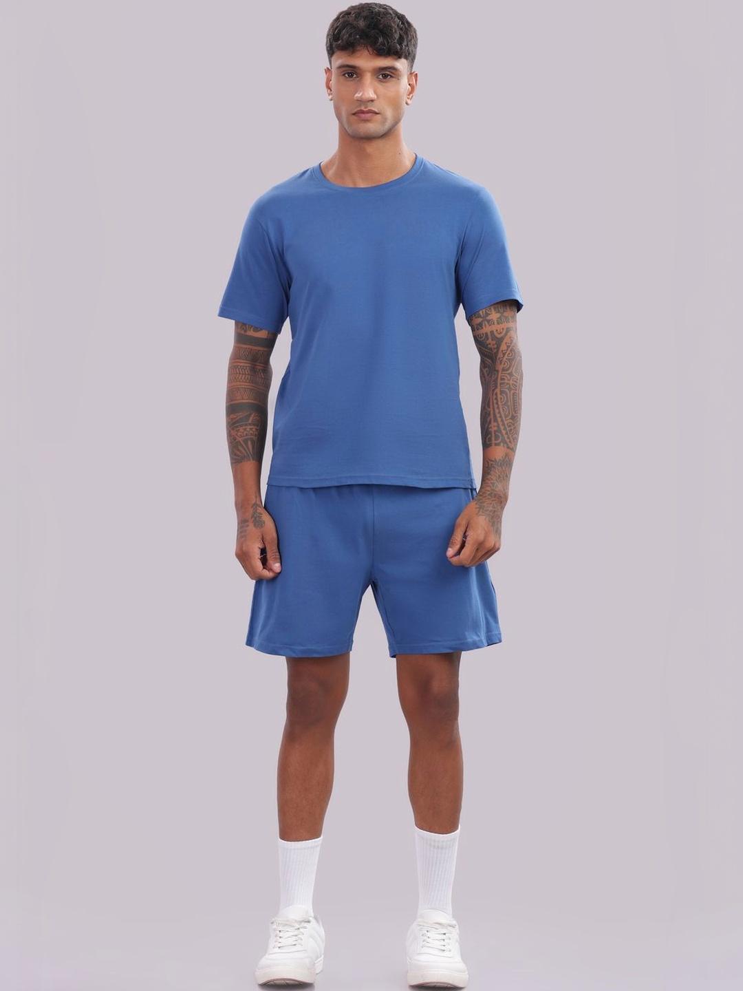 Buy OUTLAWS Pure Cotton Round Neck T Shirt With Short Co Ords - - Apparel for Men