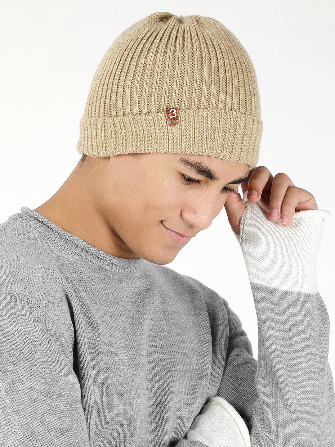 Buy Bharatasya Men Self Design Acrylic Winter Beanie -  - Accessories for Men