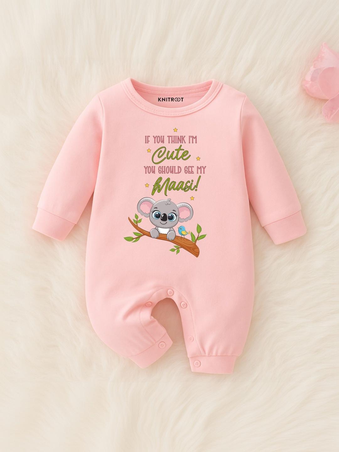 Buy KNITROOT Infants Pink Printed Maasi Theme Cotton Romper -  - Apparel for Unisex Kids