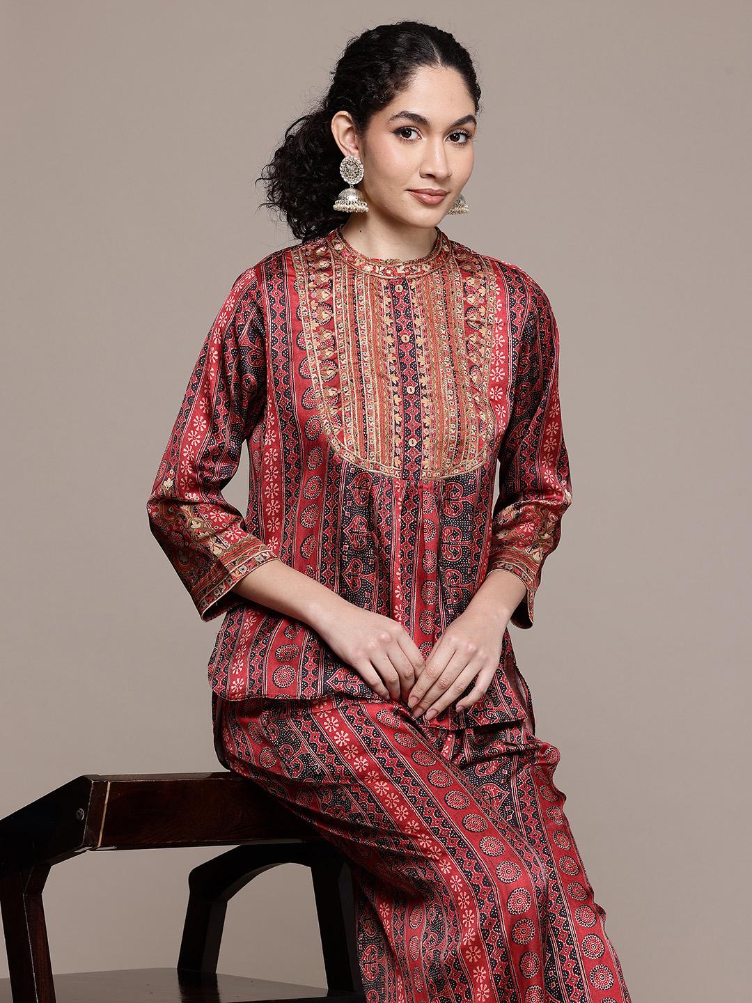 Buy Aarke Ritu Kumar Ethnic Motifs Print Kurta With Palazzos - Kurta ...