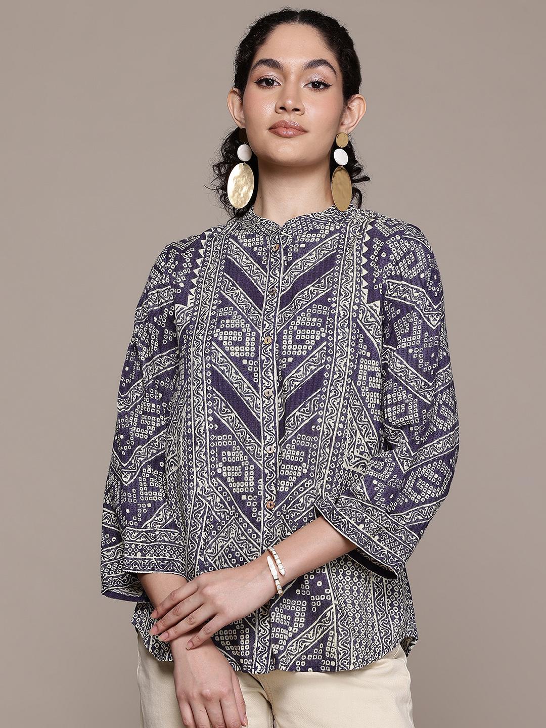 Buy Aarke Ritu Kumar Relaxed Ethnic Motifs Printed Casual Shirt ...