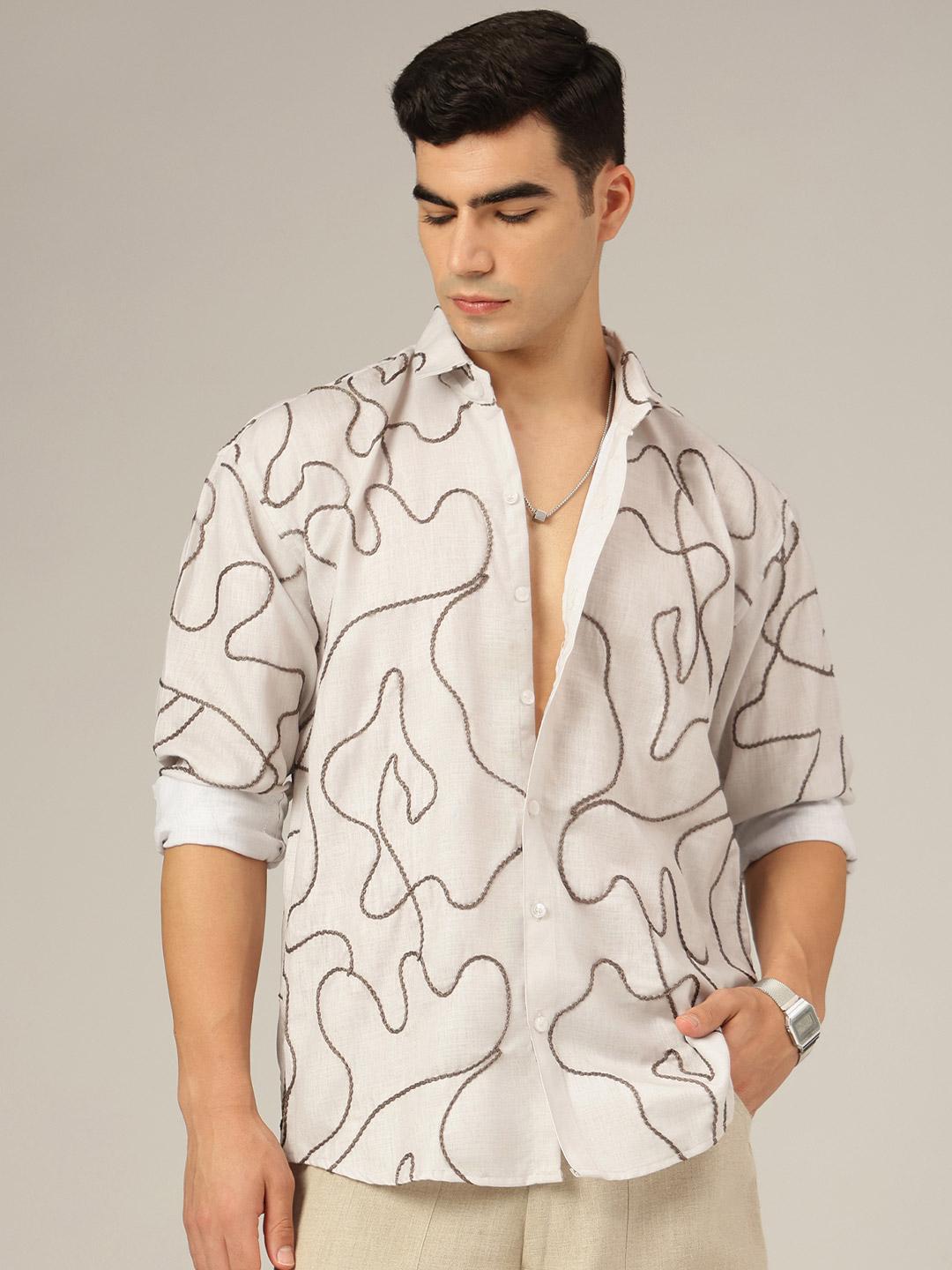 DENNISON Embroidered Drop-shoulder Oversized Shirt