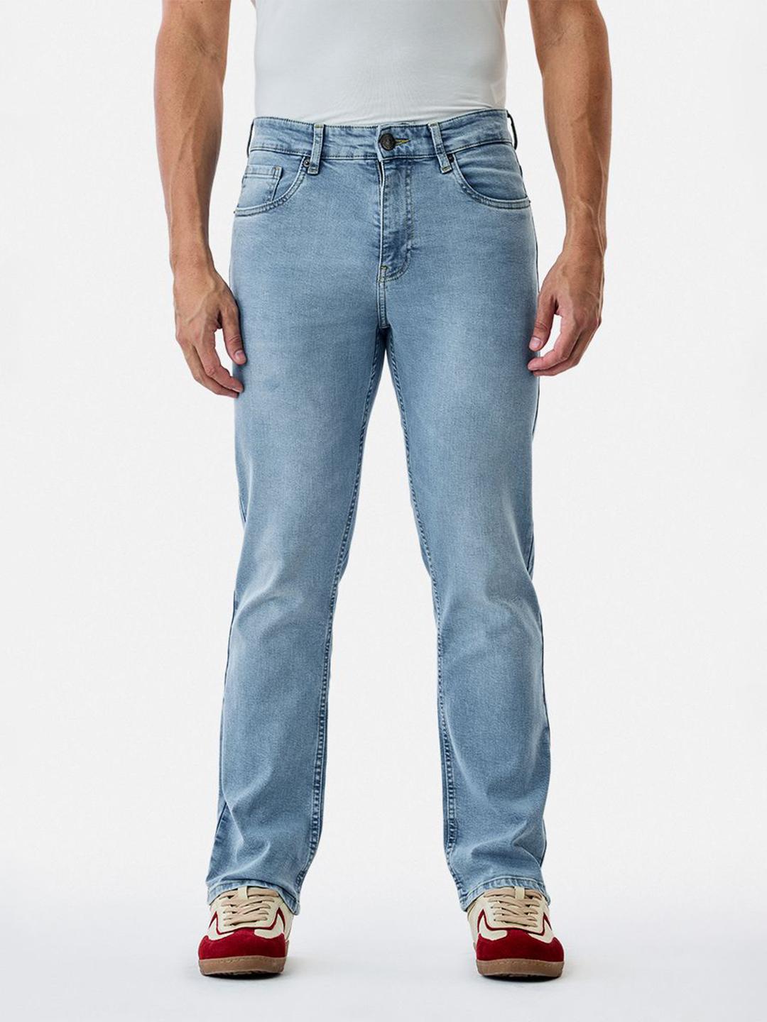Snitch Men Straight Fit Mid-Rise Light Fade Stretchable Jeans