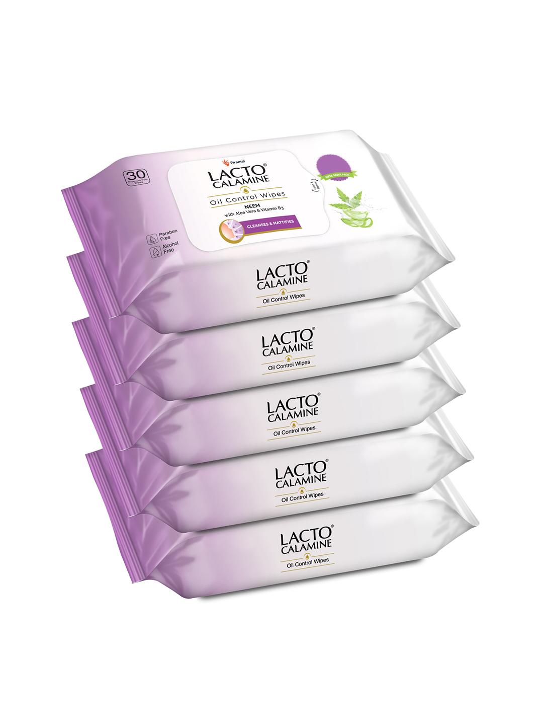 Buy Lacto Calamine Set Of 5 Oil Control Wipes With Neem & Vitamin B3 30 ...