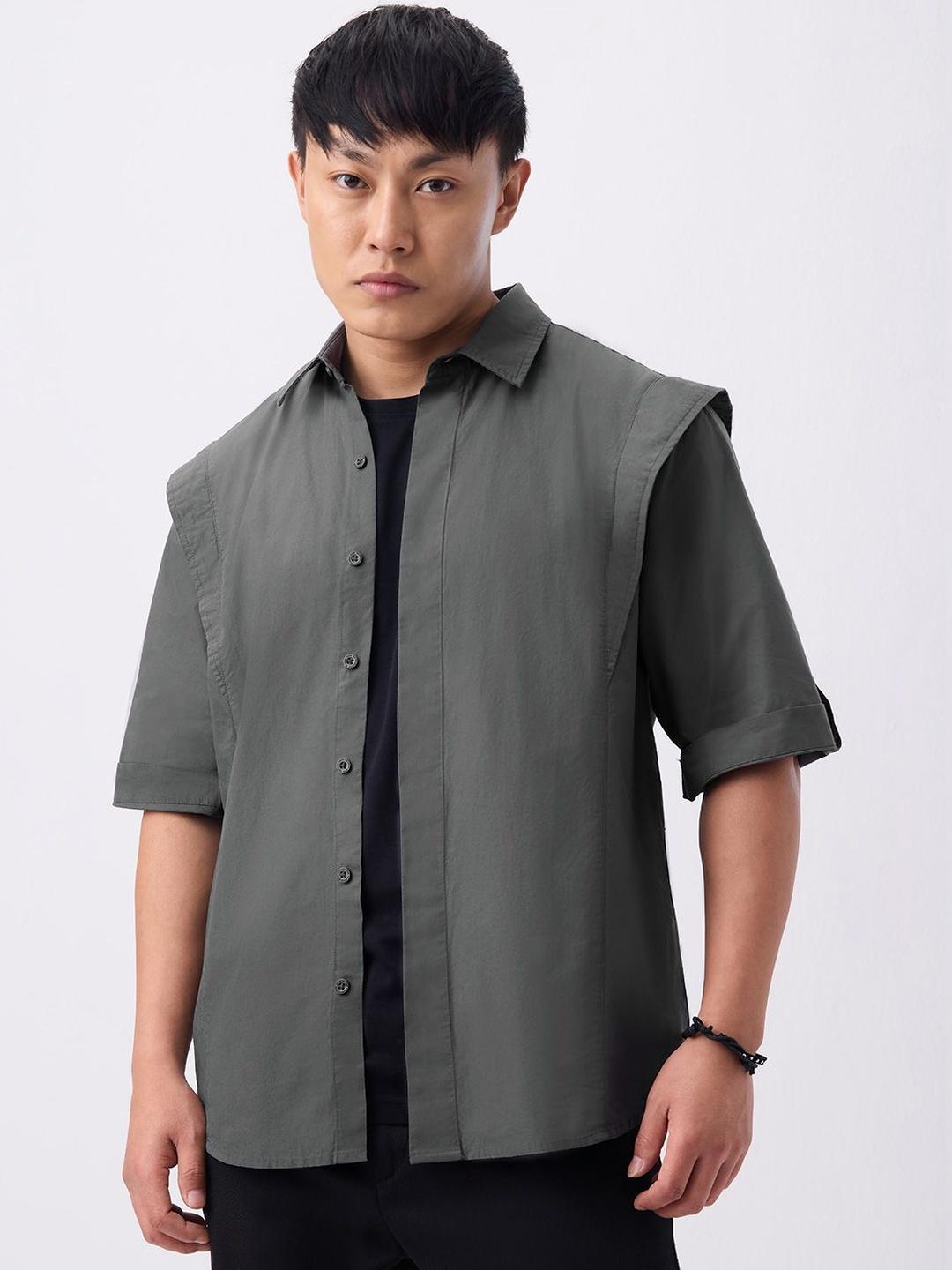 Buy The Souled Store Men Oversized Korean Grey Casual Shirts - Shirts ...