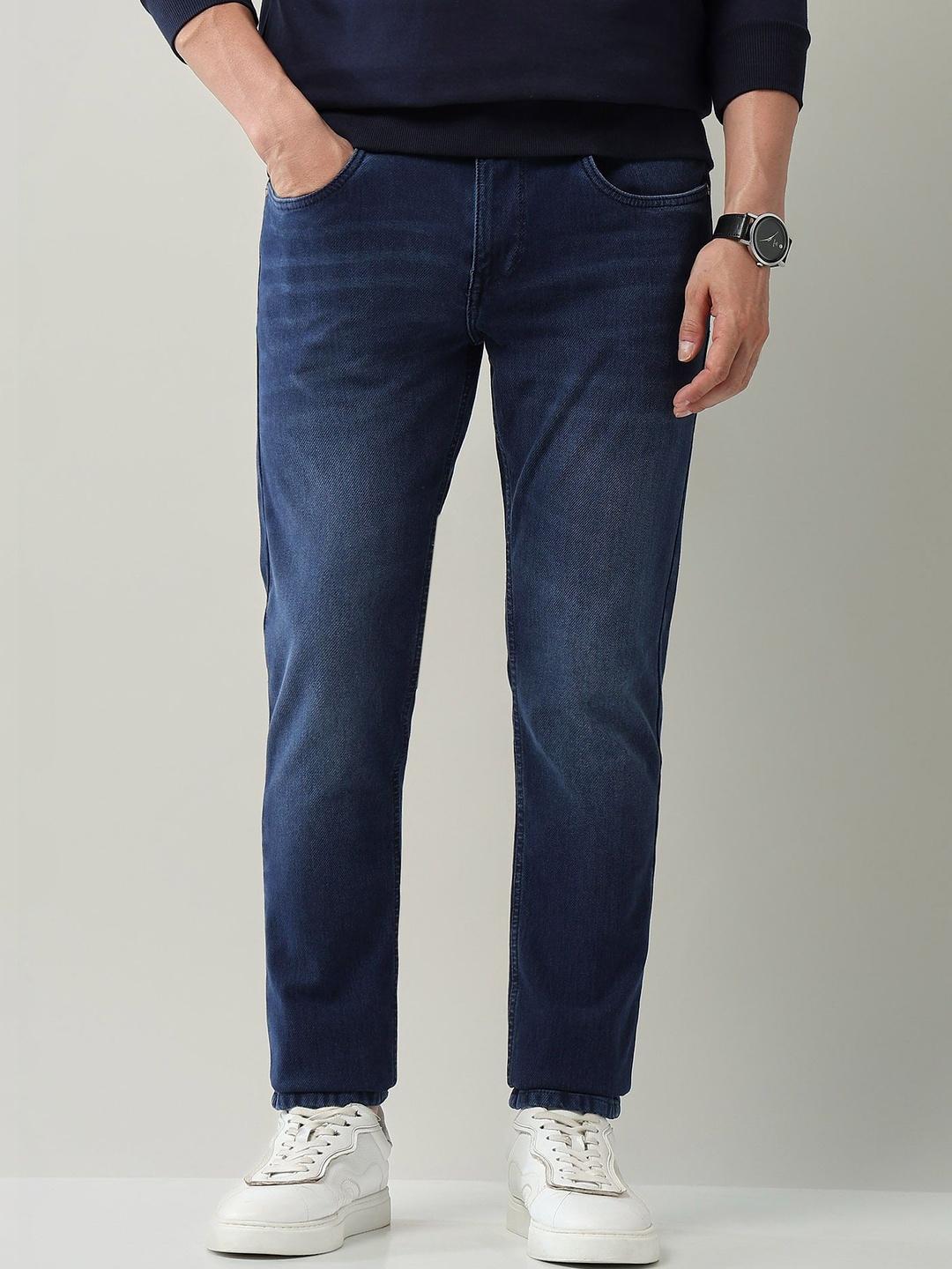 AD By Arvind Men Slim Fit Mid-Rise Knit Jeans