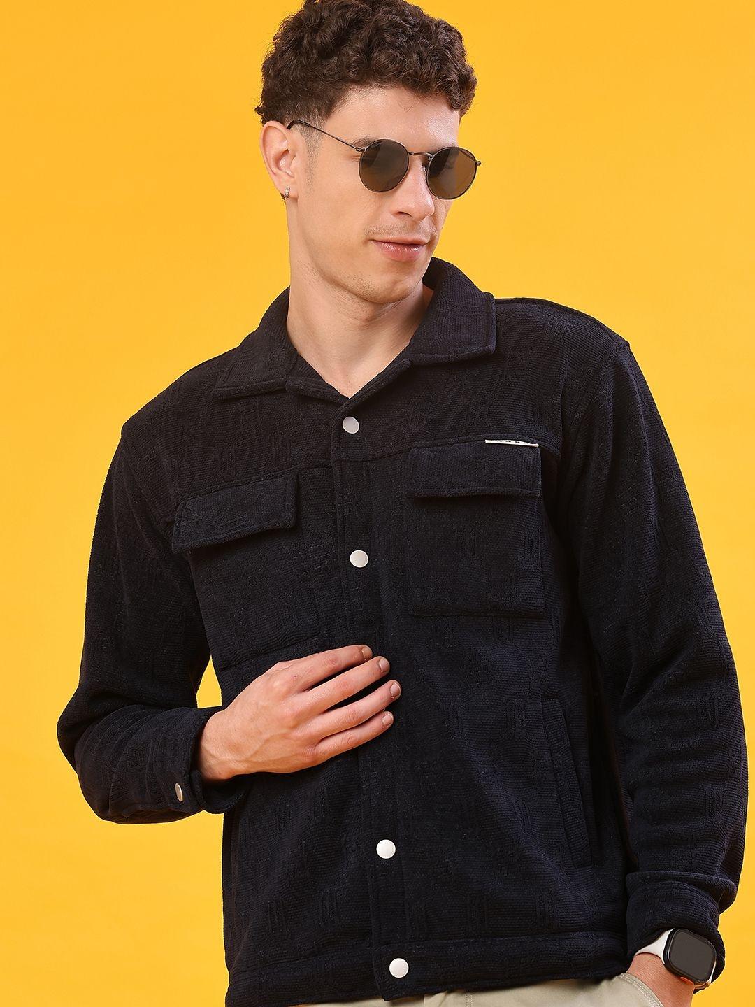 Buy V Mart Men Self Design Spread Collar Shackets - Shackets for Men ...
