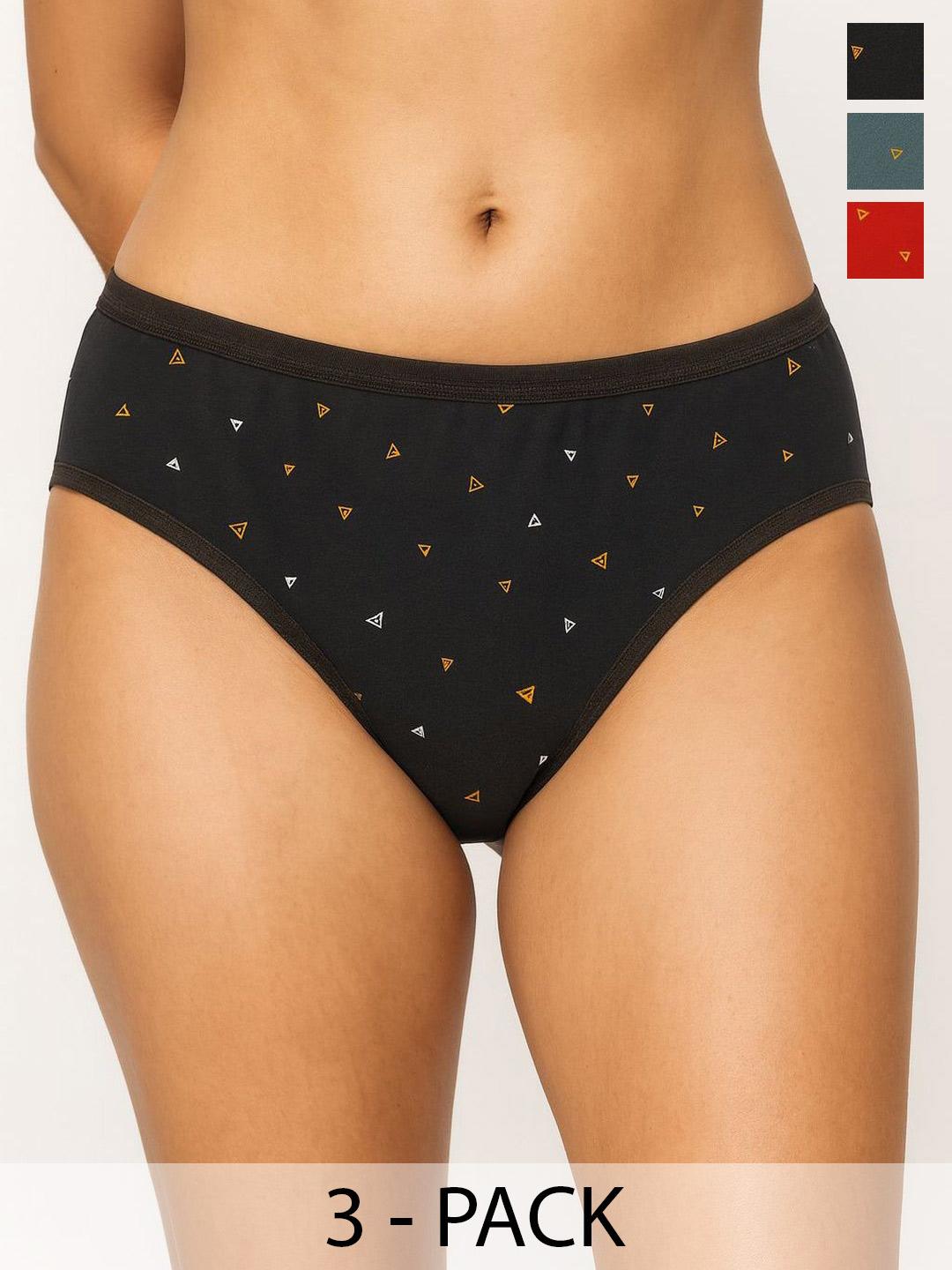 Buy FiveFlag Pack Of 3 Printed 100% Combed Cotton Hipster Briefs -  - Apparel for Women