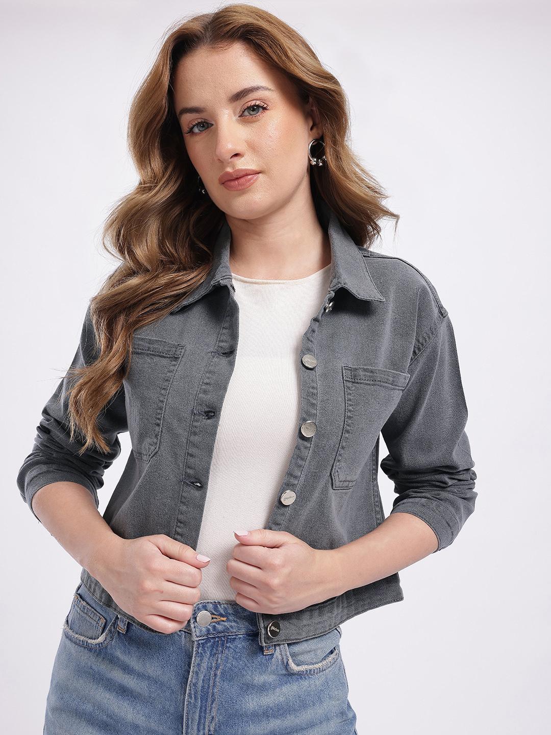 glitchez Spread Collar Crop Relaxed Fit Tailored Jacket