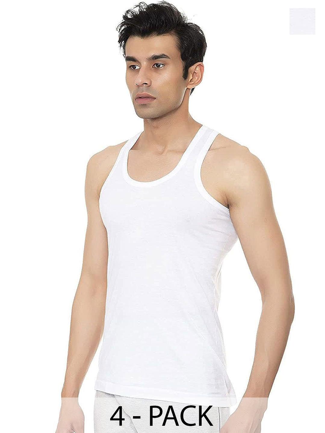 Buy AMUL COMFY Men Pack Of 4 Cotton Basic Innerwear Vests - Innerwear ...