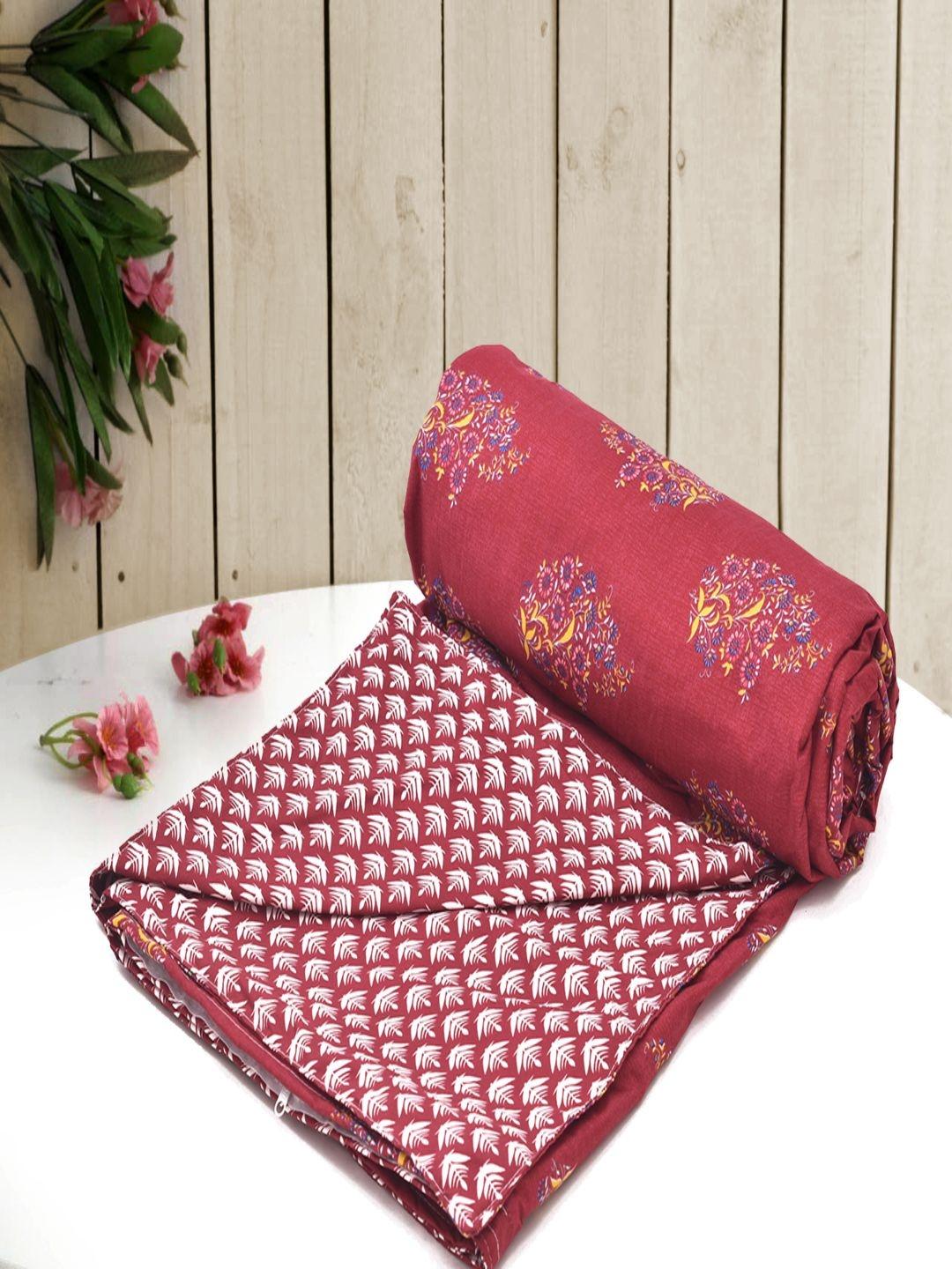 Buy Myntra Elegant Homes Red & White Floral Printed Cotton Single Duvet Cover - - Home for Unisex