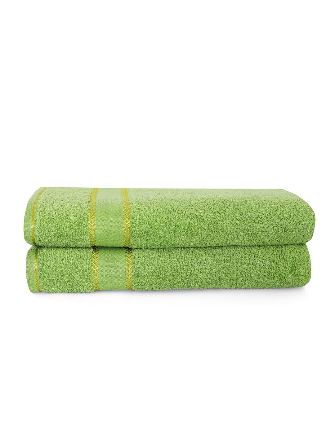Buy Layers 100% Cotton 380 GSM Green Bath Towel Pack Of 2 - Bath Towels ...