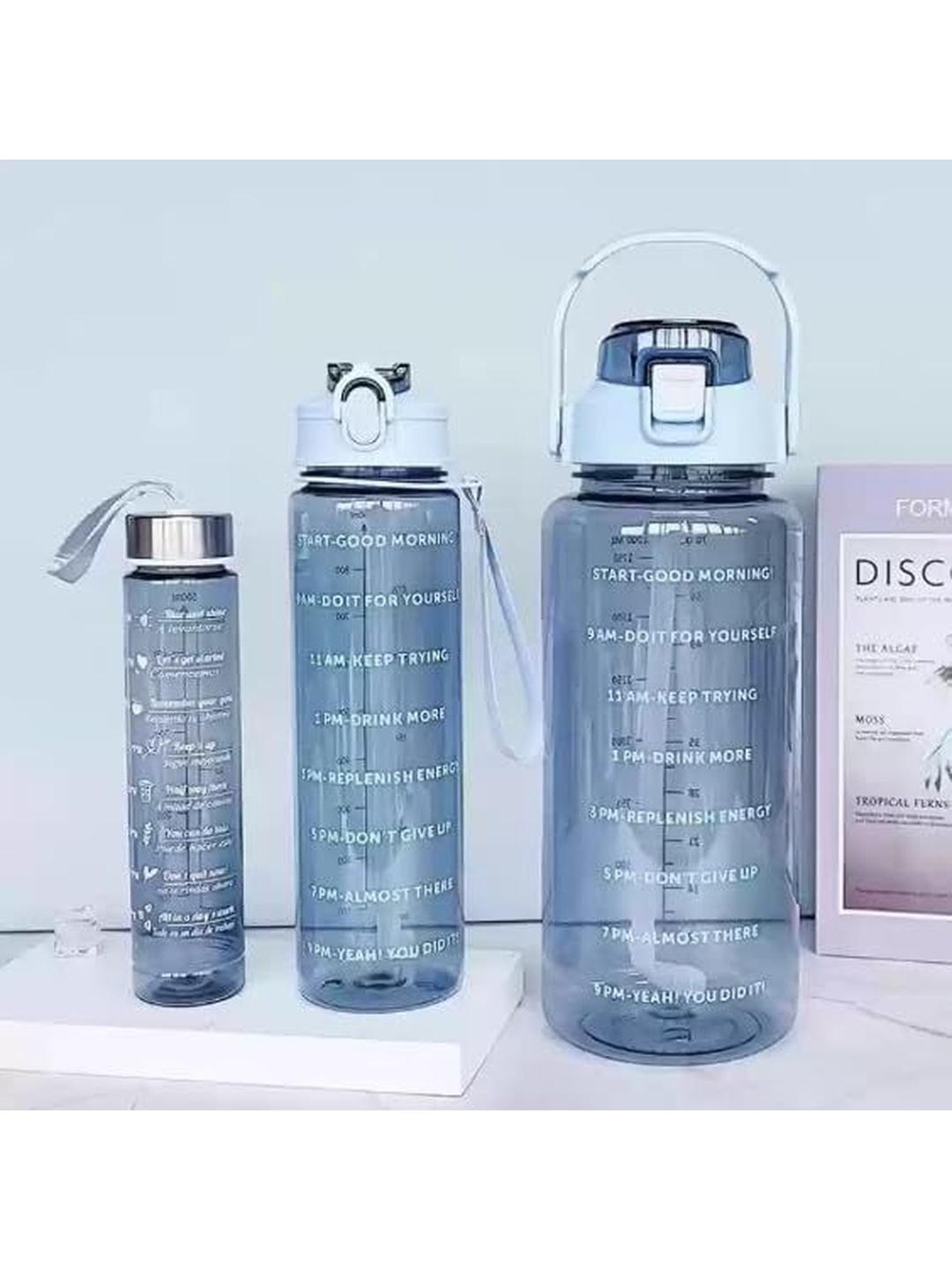Buy Virtuous Blue Set Of 3 Plastic Solid Water Bottle -  - Home for Unisex