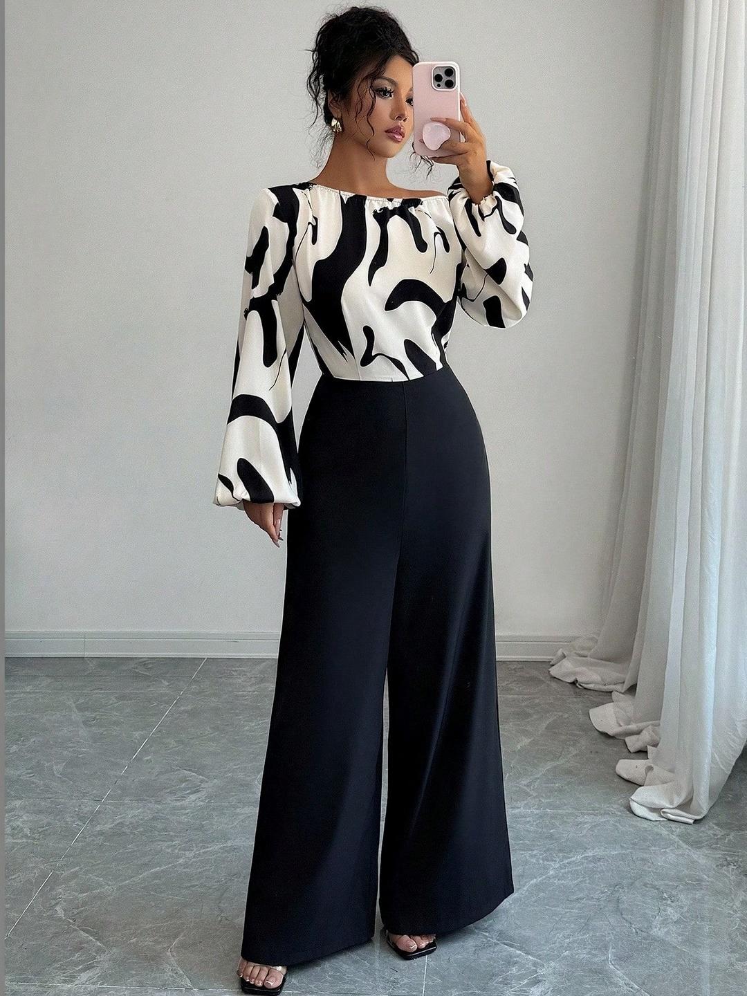 Buy SHYAM SUNDARI Printed Off Shoulder Neck Top & Trousers Co Ords - - Apparel for Women