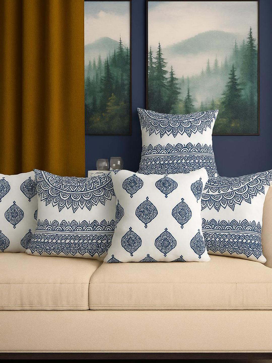 Buy Myntra Elegant Homes Multicoloured Set Of 5 Quirky Square Cushion Covers -  - Home for Unisex