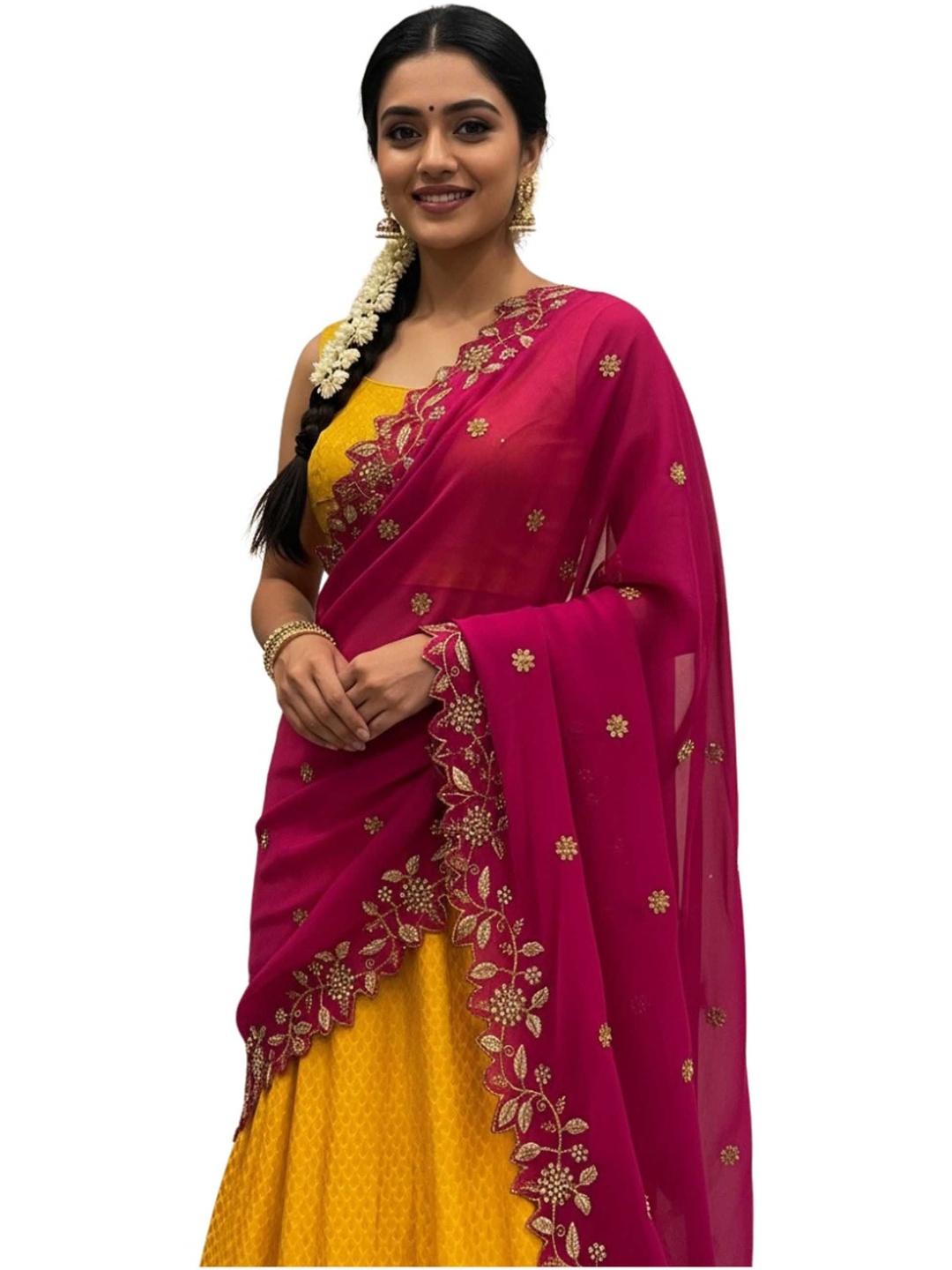 Fabcartz Embroidered Dupatta with Beads and Stones