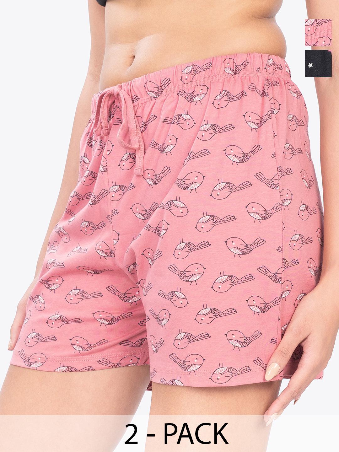 Buy Ariel Women Pack Of 2 Printed Pure Cotton Lounge Shorts -  - Apparel for Women