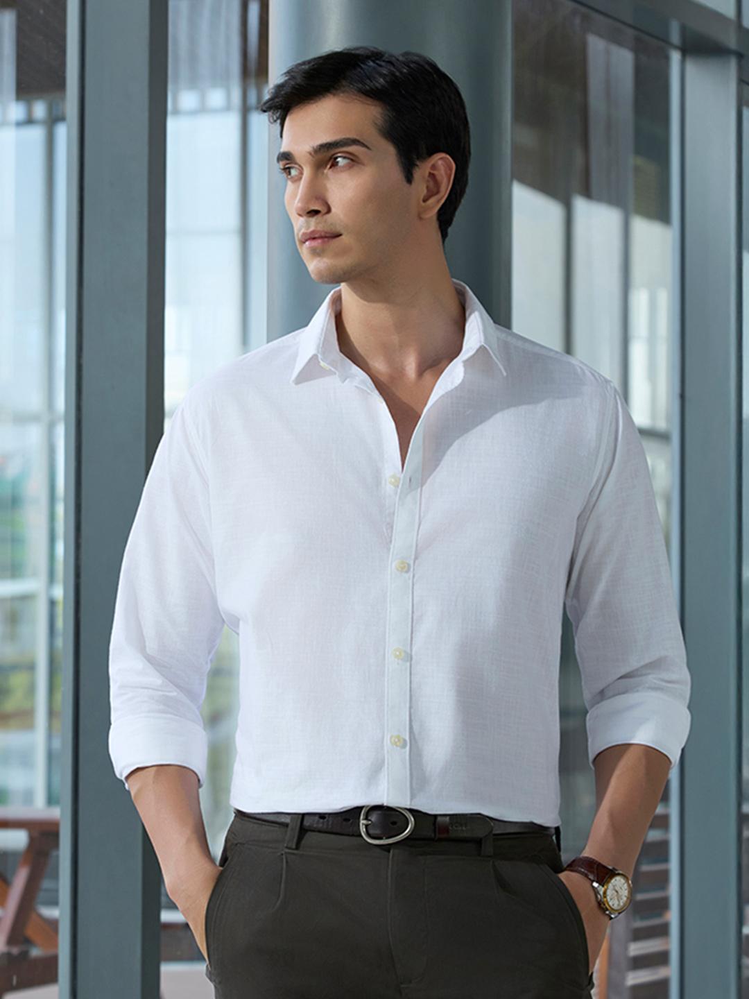 KINGDOM OF WHITE Pure Cotton Stay White Casual Shirt