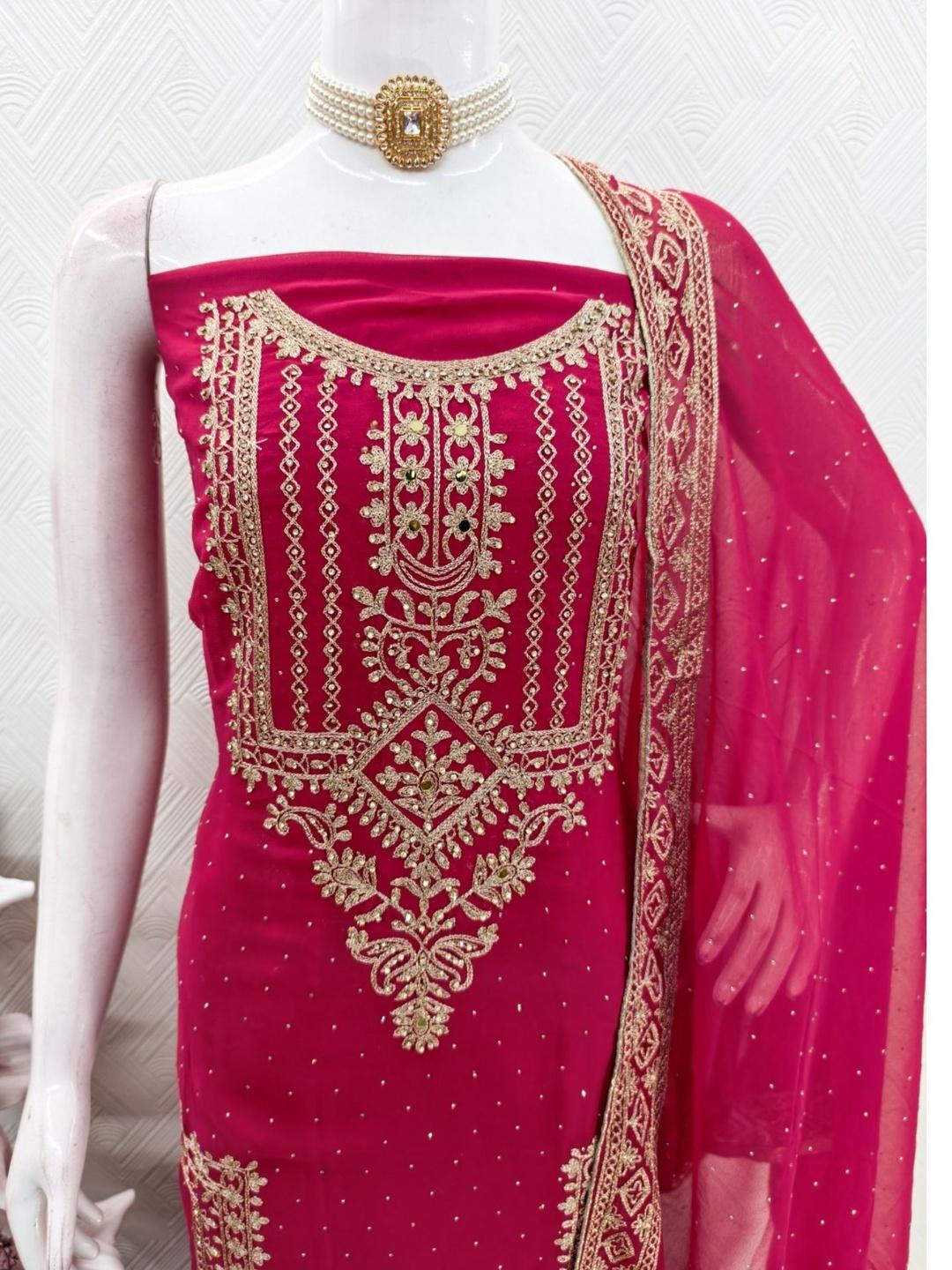 Buy COCFI Embroidered Unstitched Dress Material - Dress Material for ...
