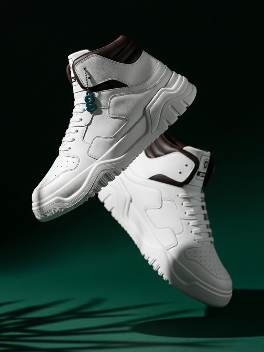 Glitchez Men Perforated Lace-Ups Mid-Top Sneakers