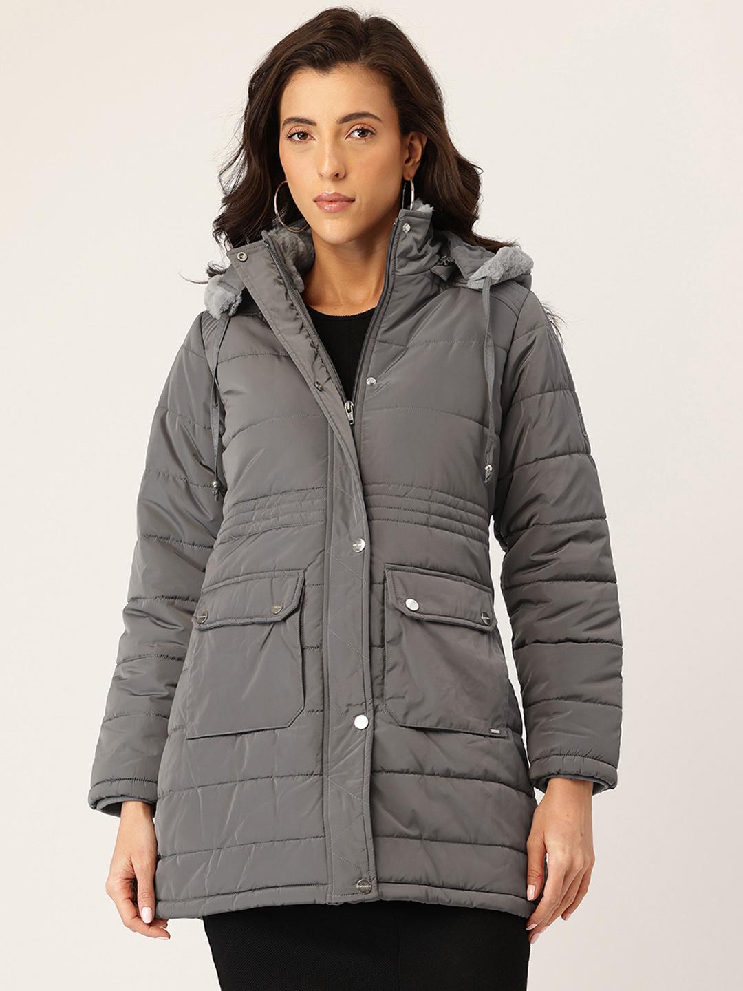 Okane Faux Fur Detail Longline Padded Jacket with Detachable Hood
