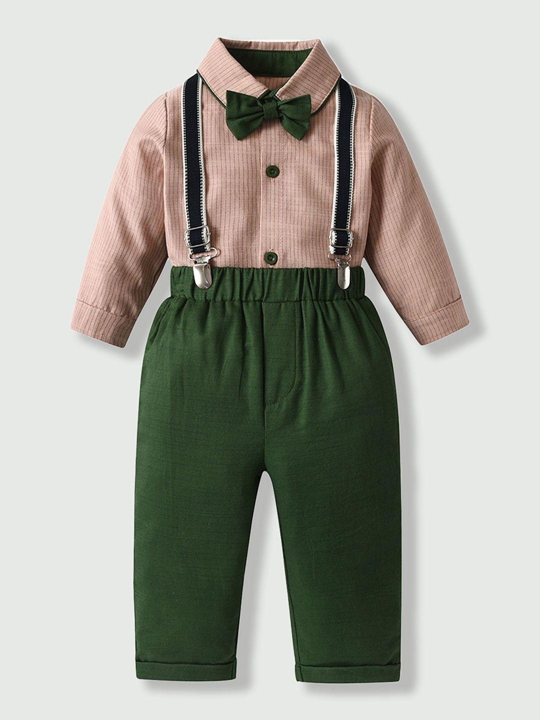 Buy Hopscotch Striped Textured Pure Cotton Shirt With Trousers -  - Apparel for Boys