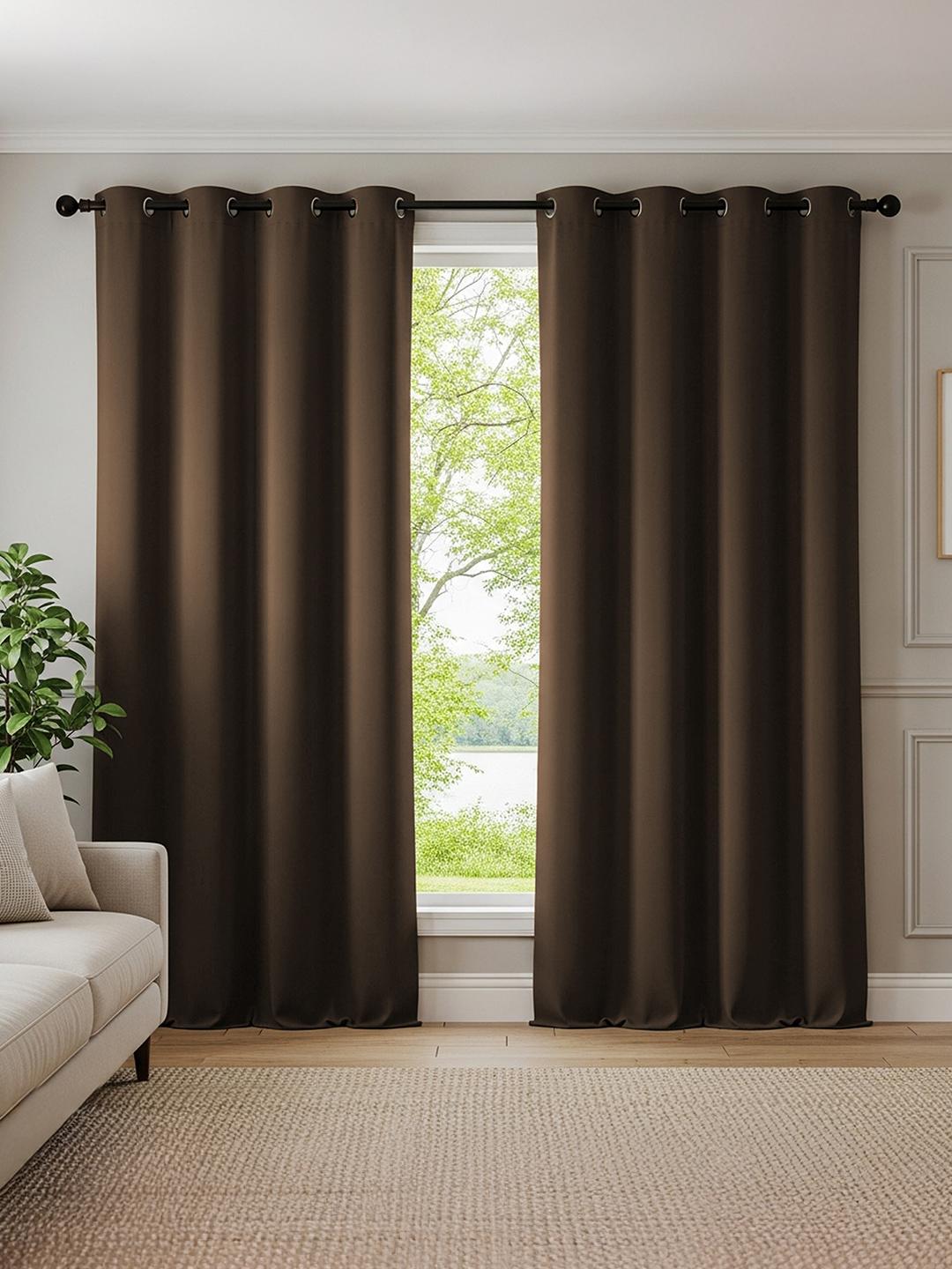 Buy URBAN SPACE Brown 2 Pieces Black Out Window Curtain -  - Home for Unisex