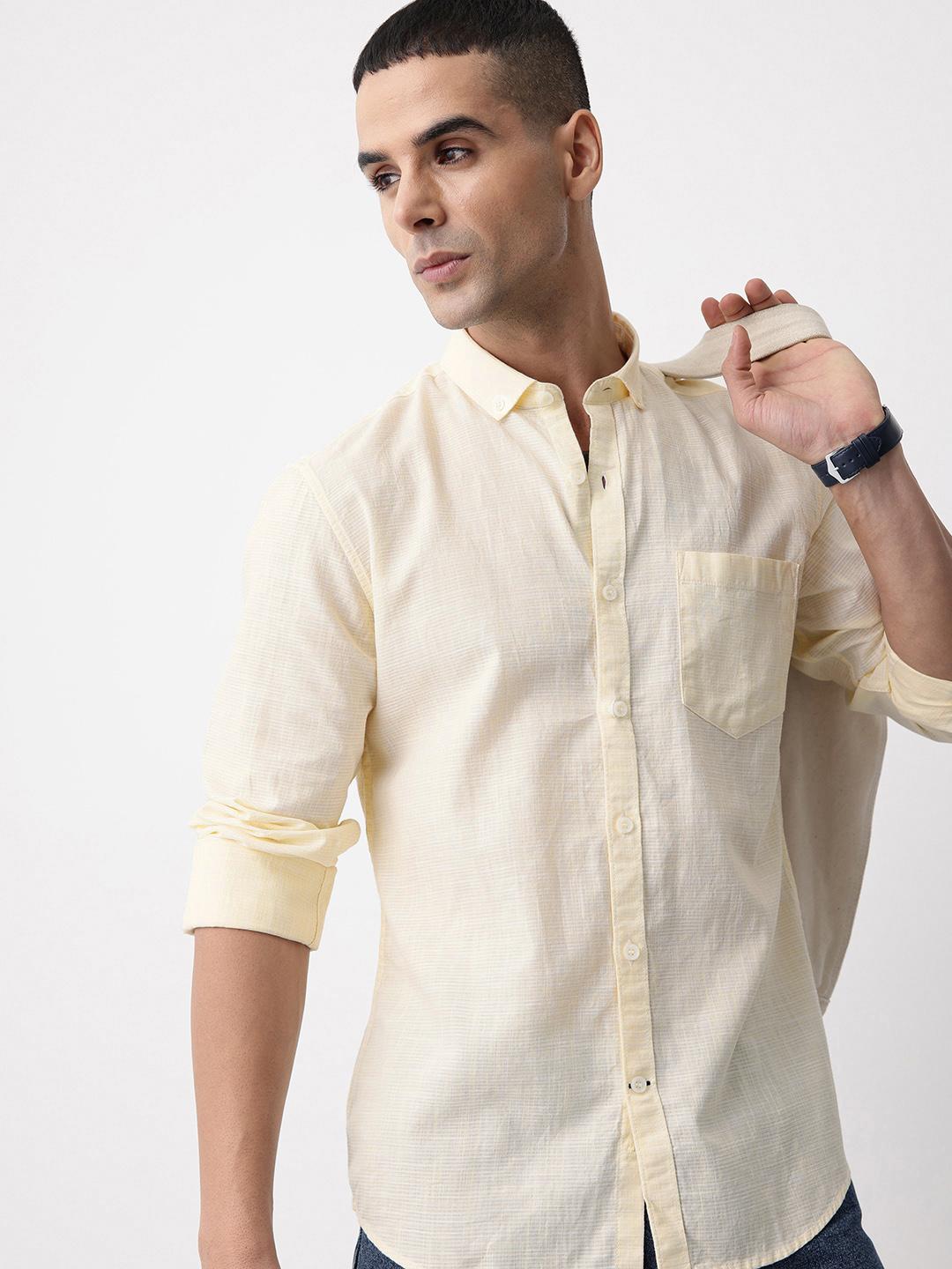 Mast & Harbour Textured Pure Cotton Casual Shirt